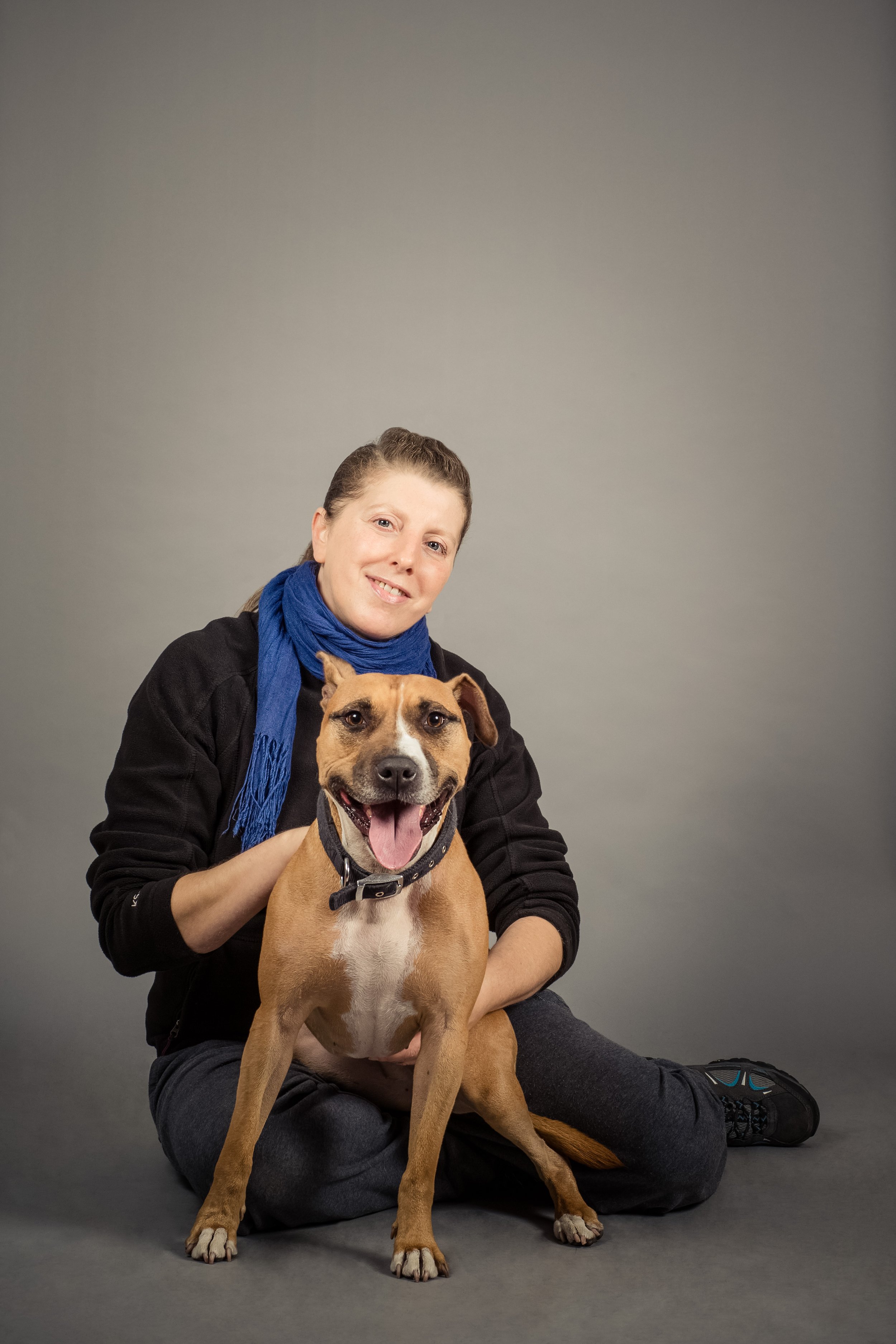 Portrait at fundraising charity dog photoshoot event for Pets As Therapy