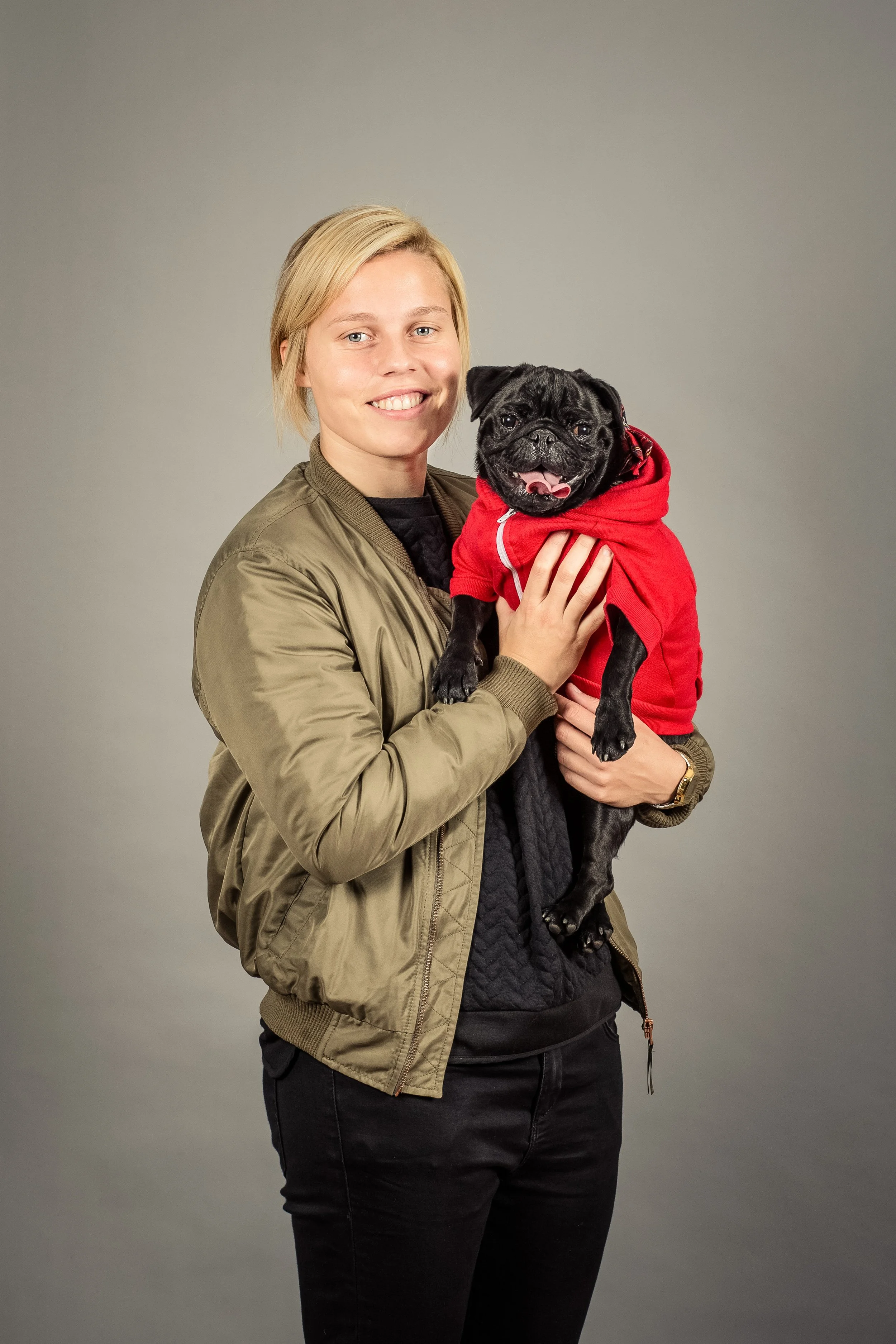 Portrait at fundraising charity dog photoshoot event for Pets As Therapy