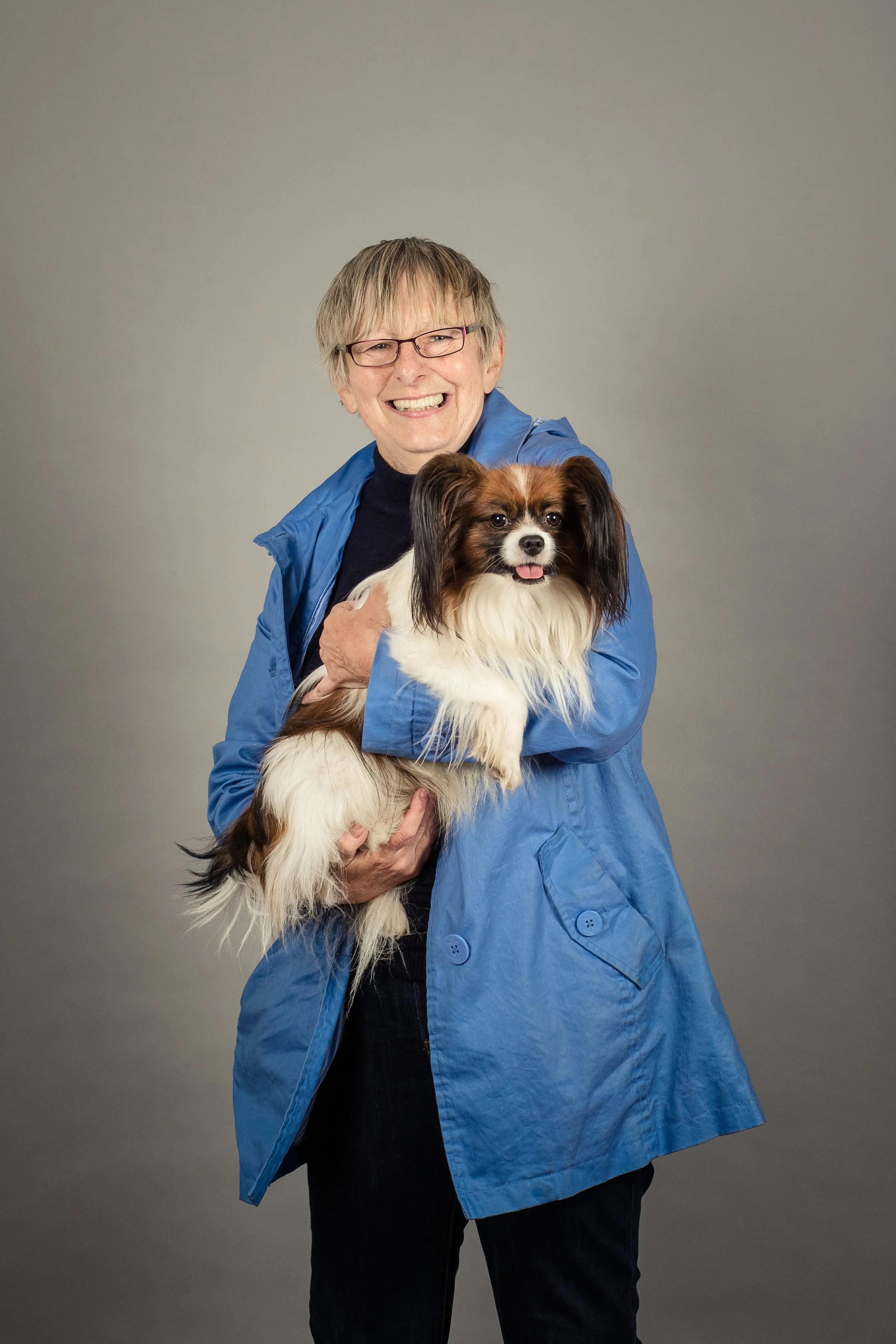 Portrait at fundraising charity dog photoshoot event for Pets As Therapy