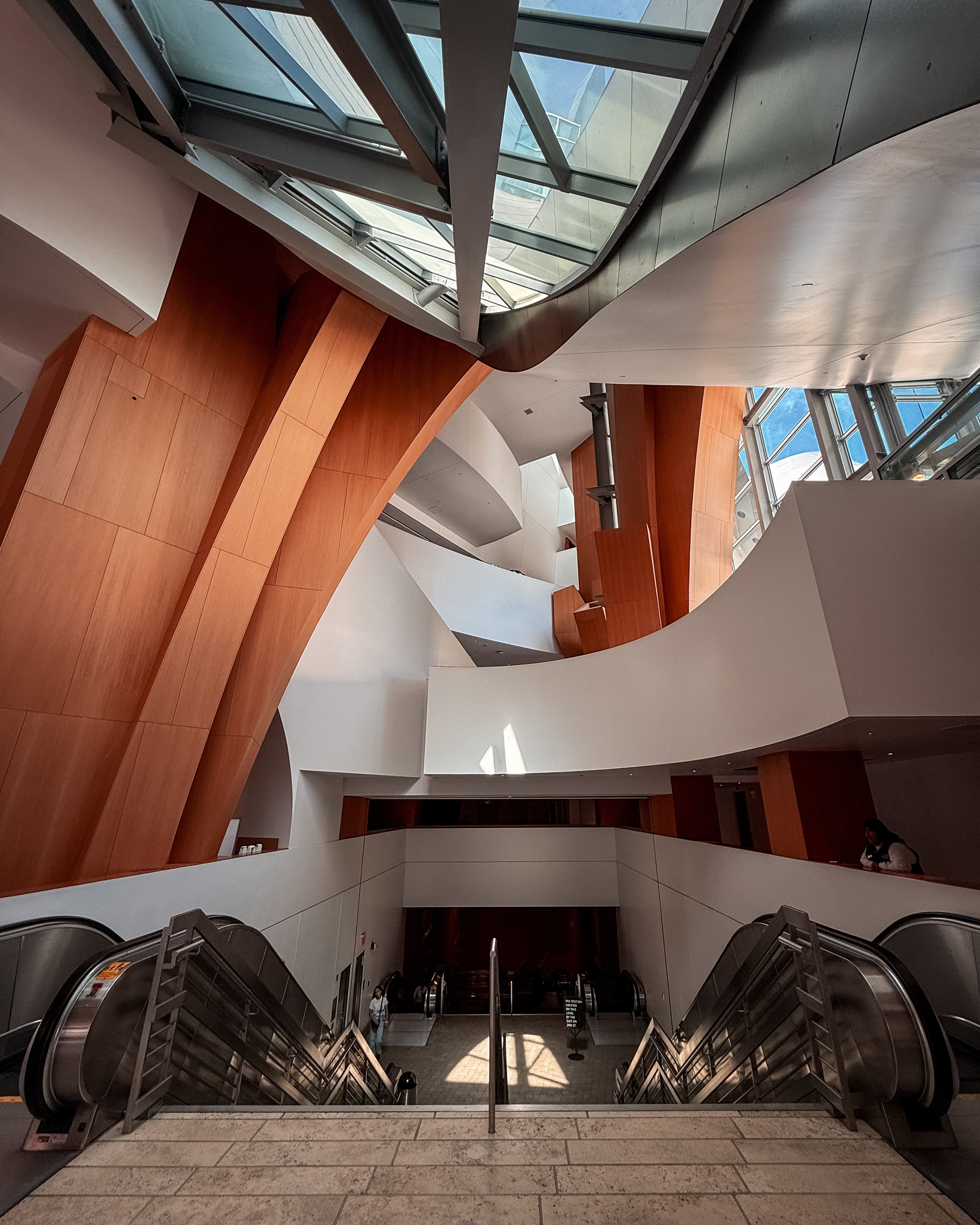 Interior of The Walt Disney Concert Hall in downtown Los Angeles, California, USA, designed by architect Frank Gehry, home of the Los Angeles Philharmonic.