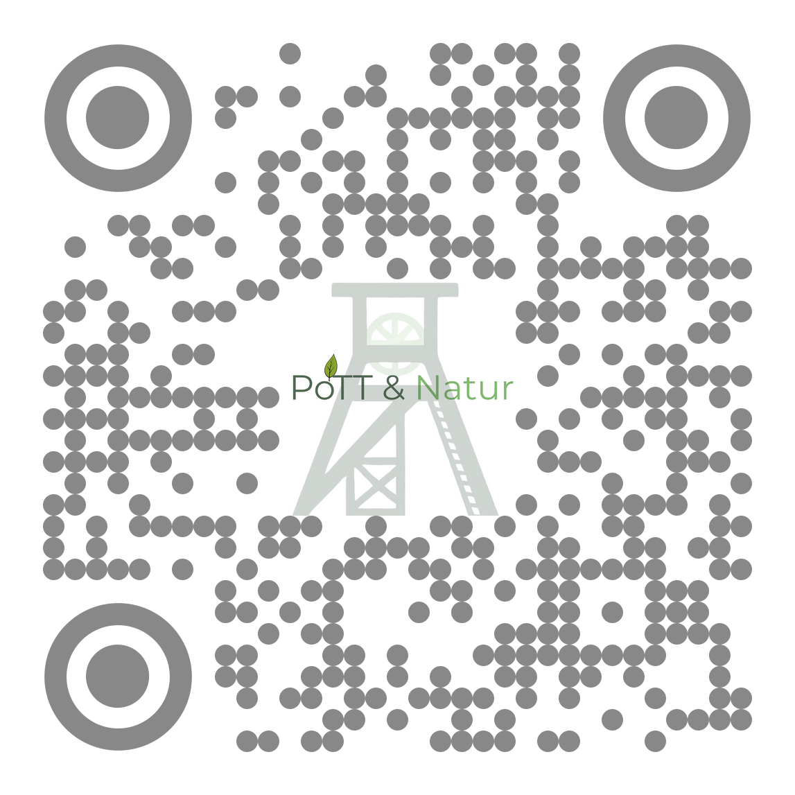 A QR code with a logo in the center that shows a tree and a tower, with the text 'POT & Natur'.