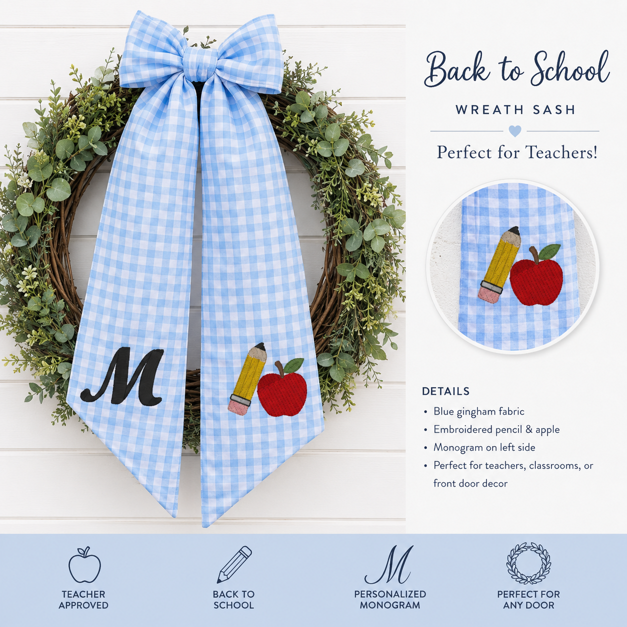 Back to School Wreath Sash