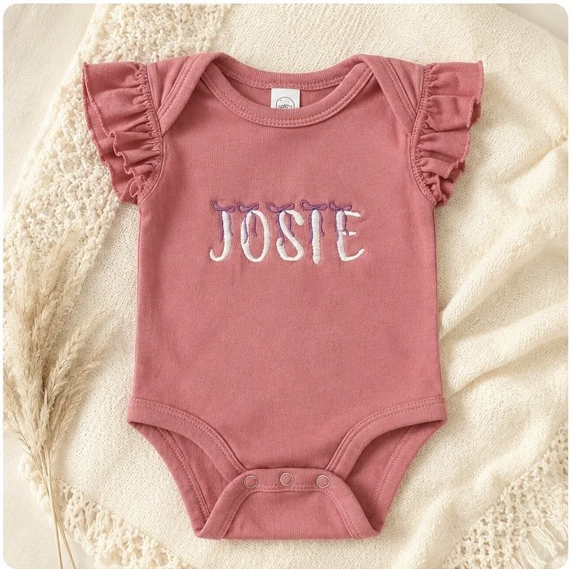 Personalized Flutter Sleeve Onesies- embroidered