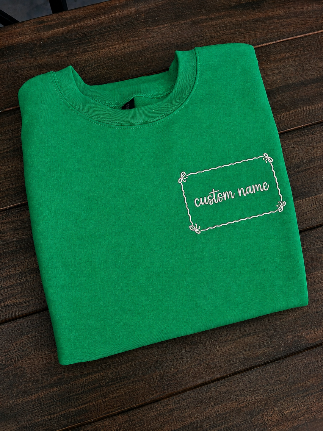Custom name- Bow border Crewneck or Half Zip