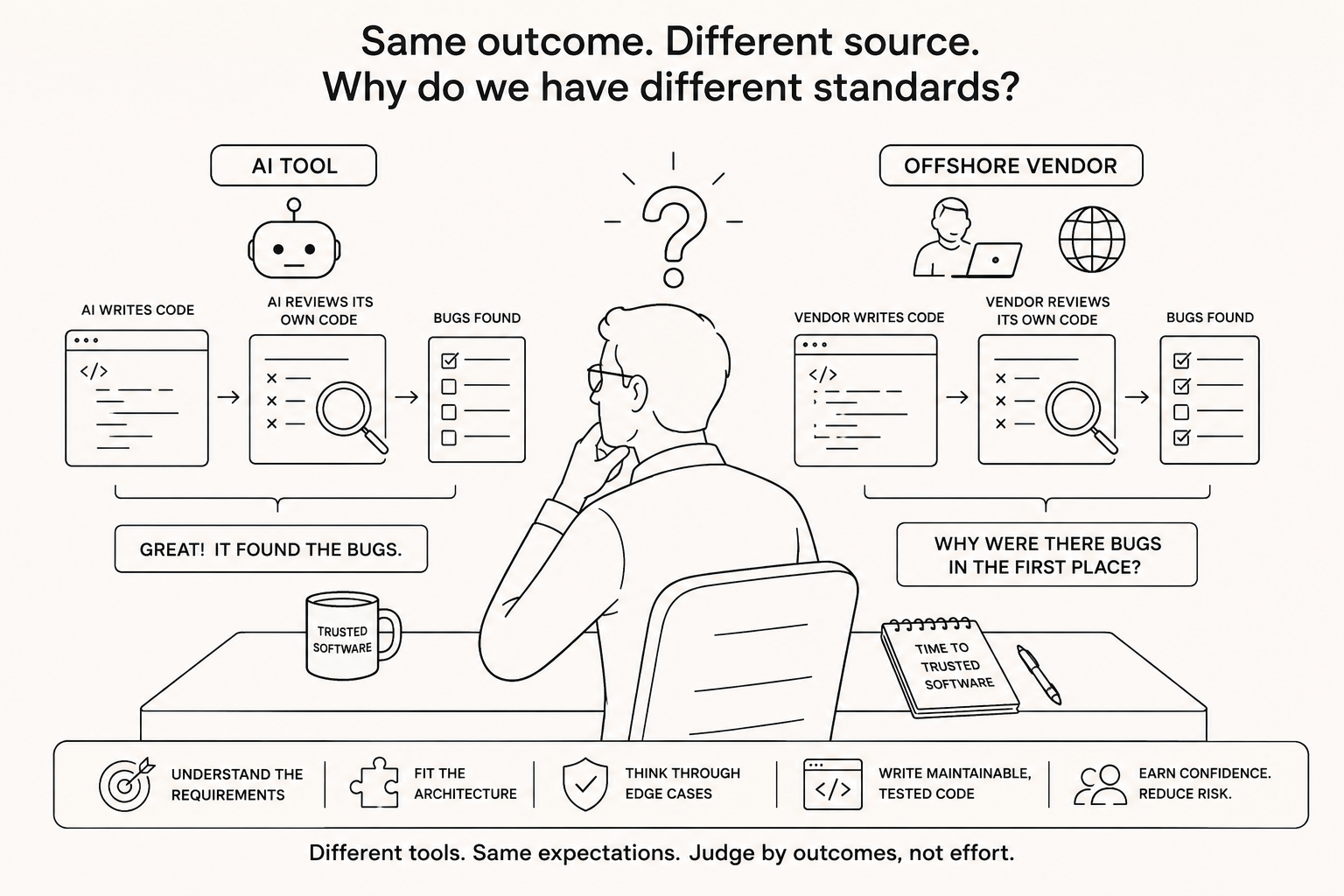 What We Accept From AI That We Would Never Accept From an Offshore Vendor