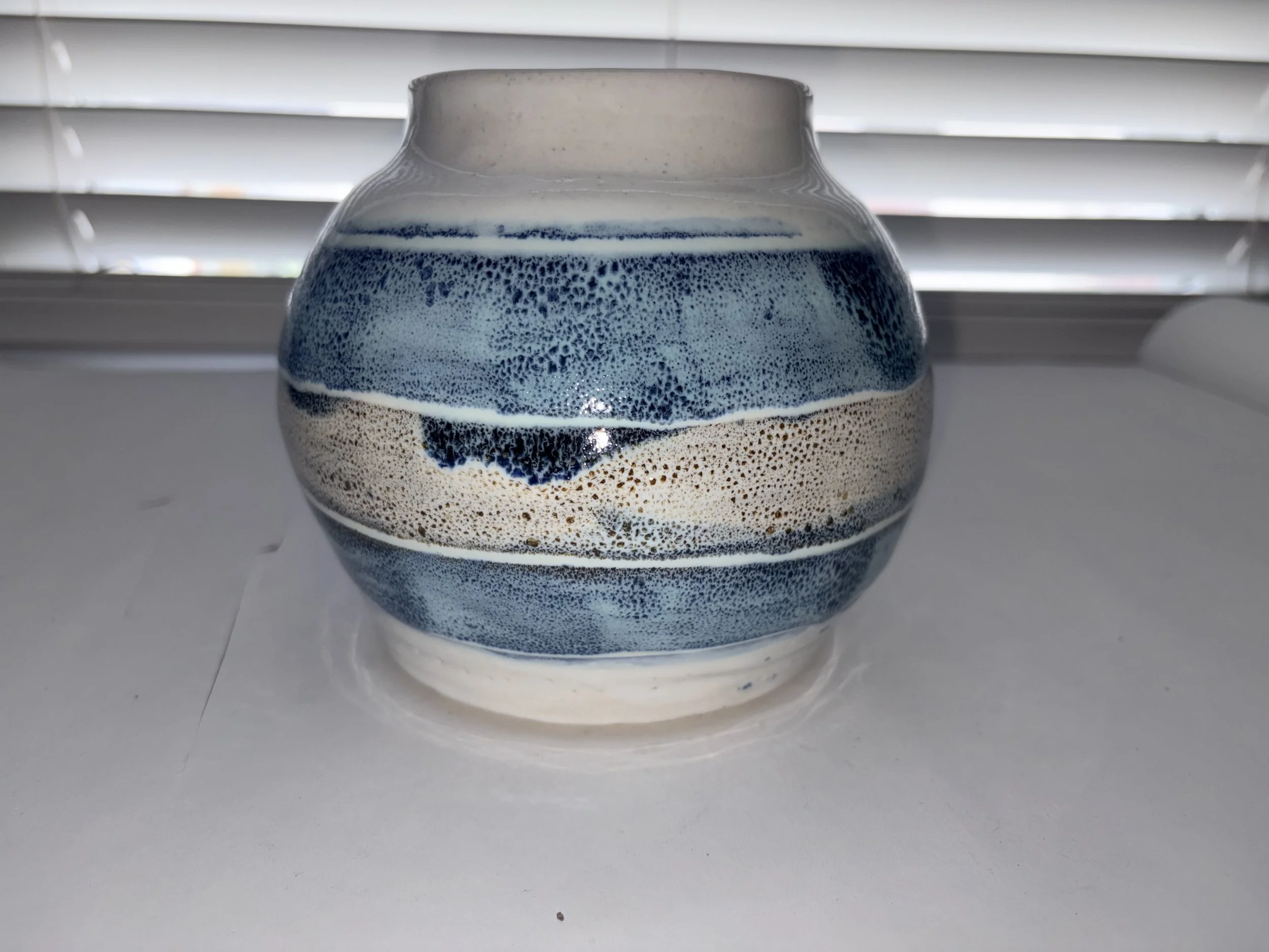 Teal and Copper Speckled Vase