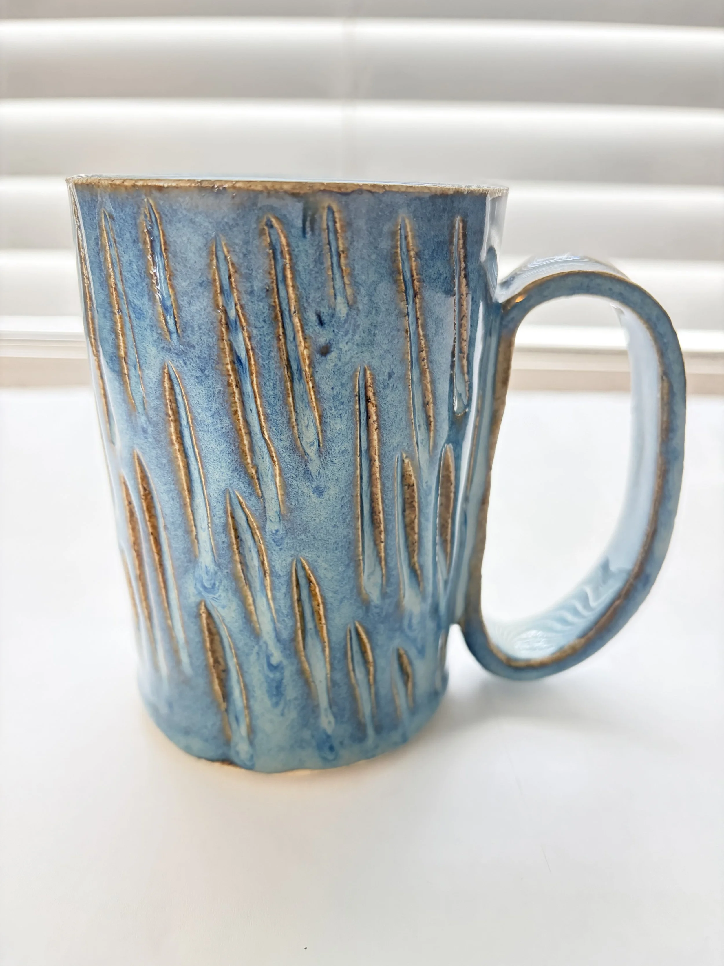 Blue Carved Mug