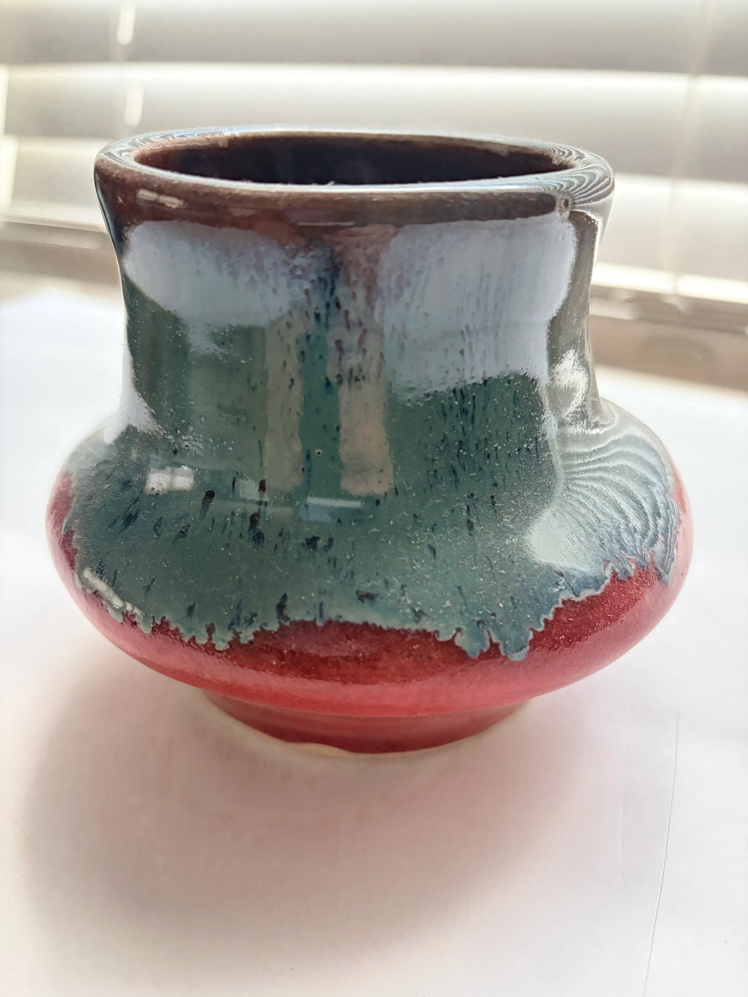 Small Green and Red Vase