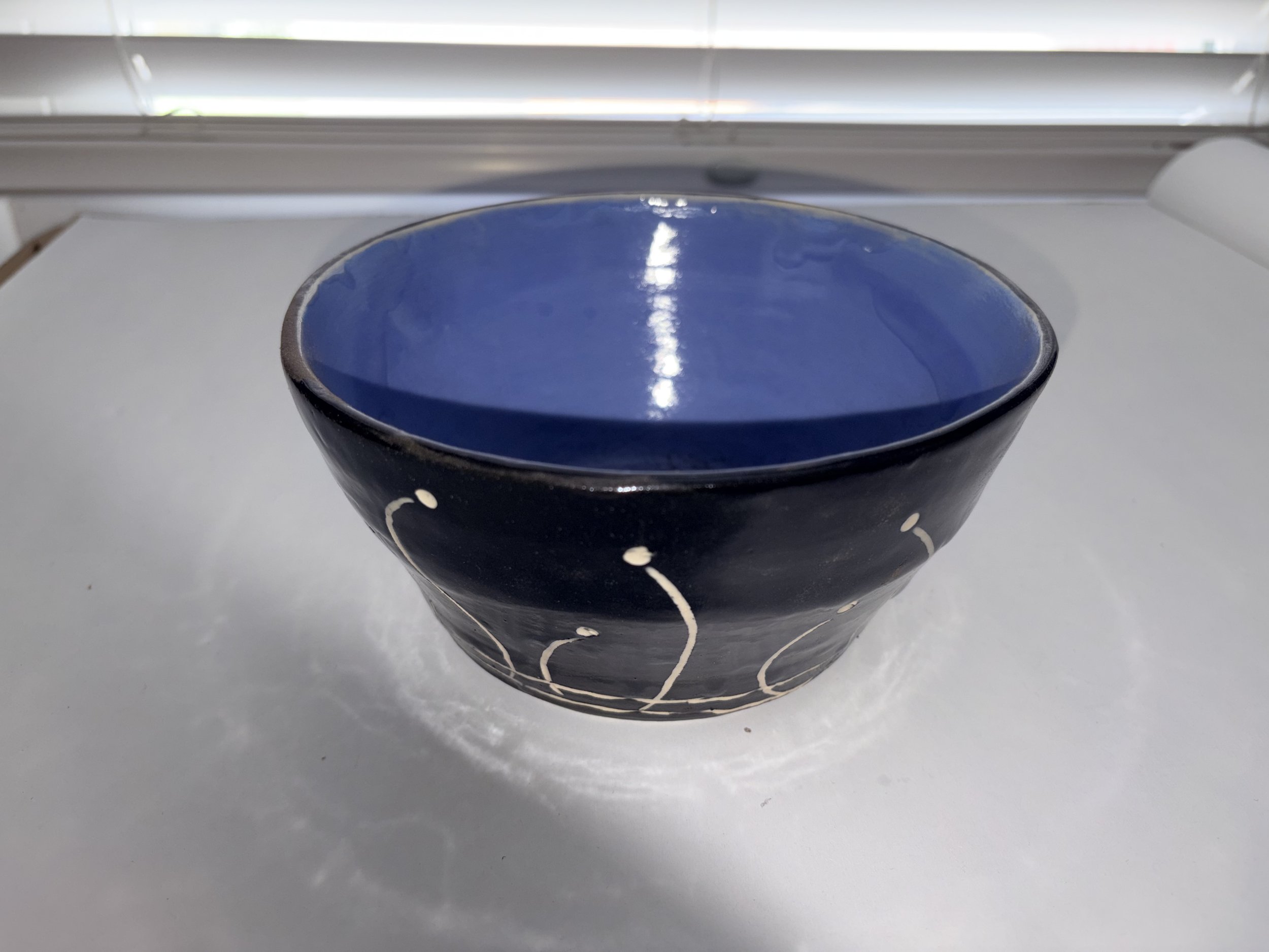 Blue and Black Carved Bowl