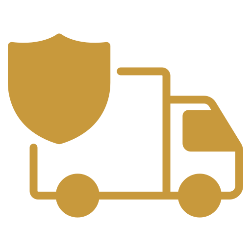 Gold delivery truck with shield icon