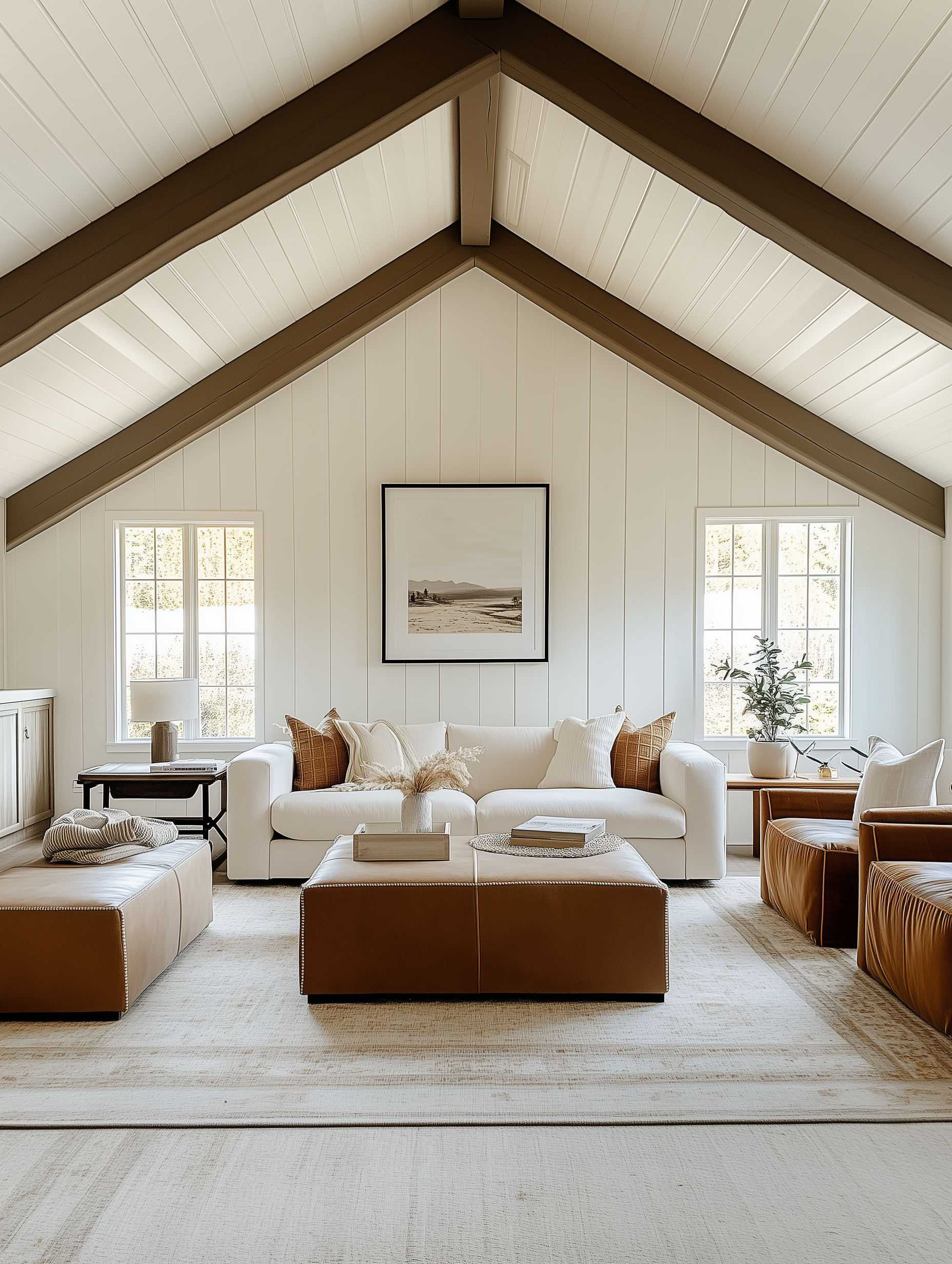 Warm and cozy Seattle vaulted ceiling space, Studio McGee style