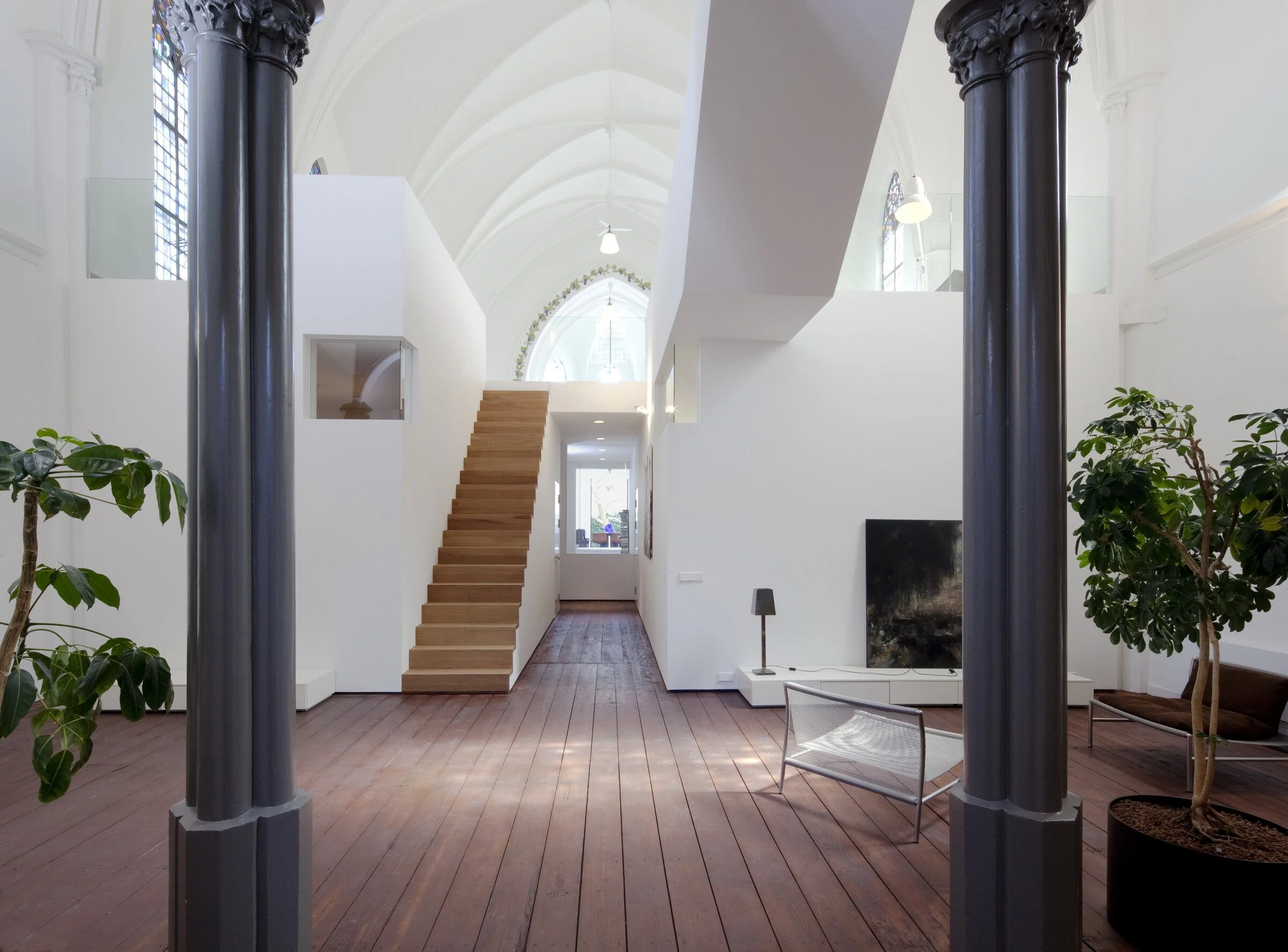 church conversion interior white cube minimal design