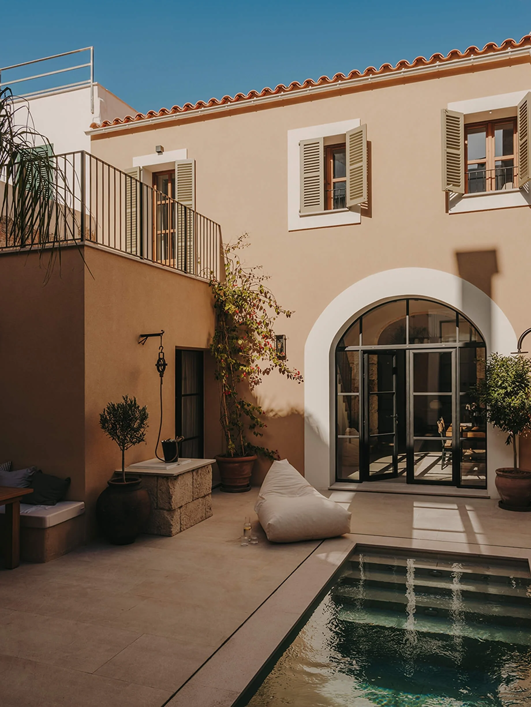 Overlooking the private outdoor space with swimming pool.