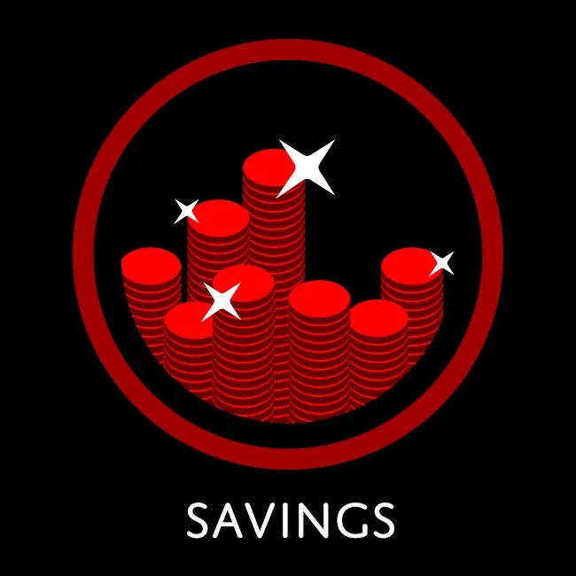 "Savings" icon: one of five core concepts for Ronin branding