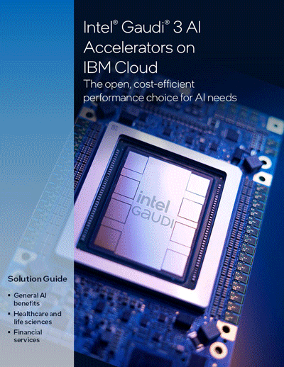Sample pages from the 'Intel Gaudi 3 AI Accelerators on IBM Cloud' solution guide