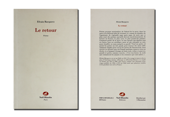 Le retour, Noêl Blandin Paris (Traducción de Ana Barquero de El regreso) 1991