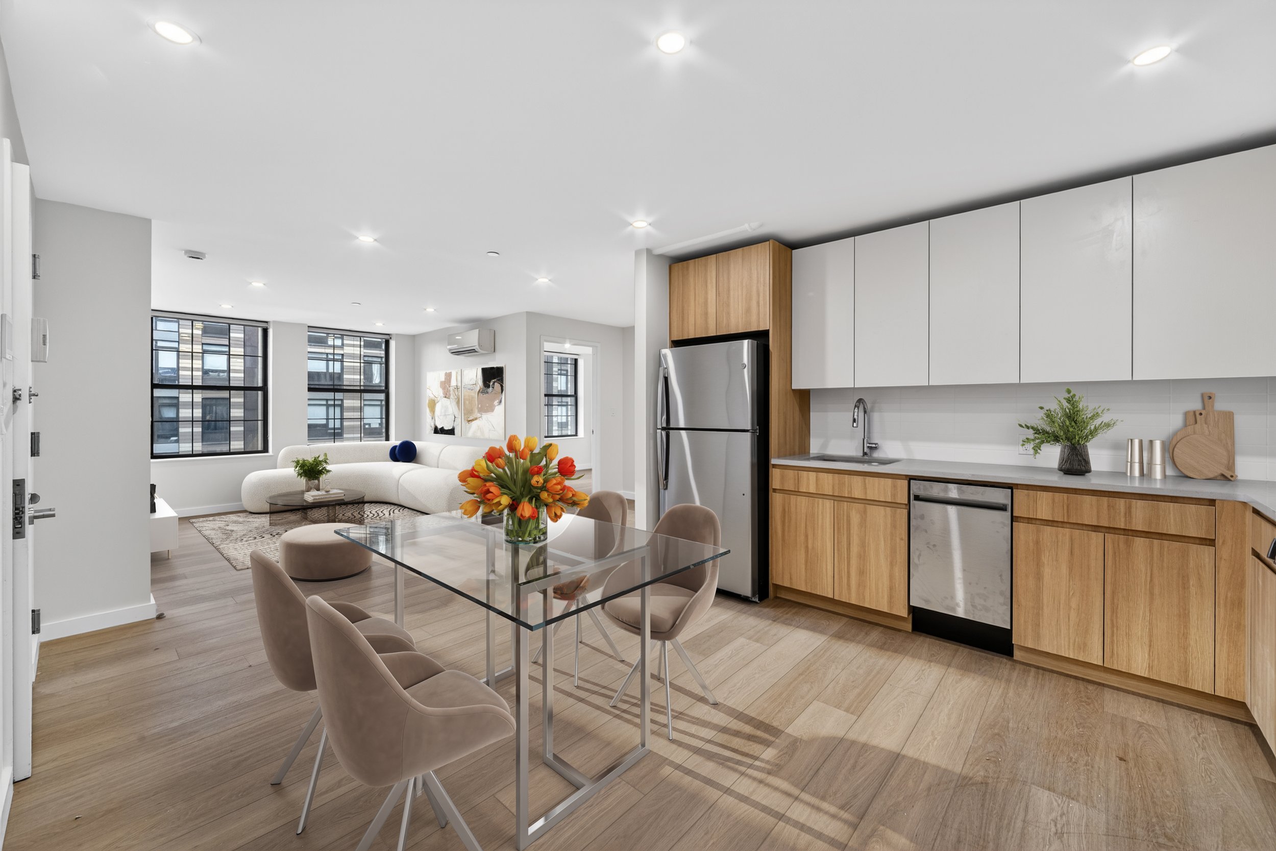 Kitchen and dining room at The Hudford. 