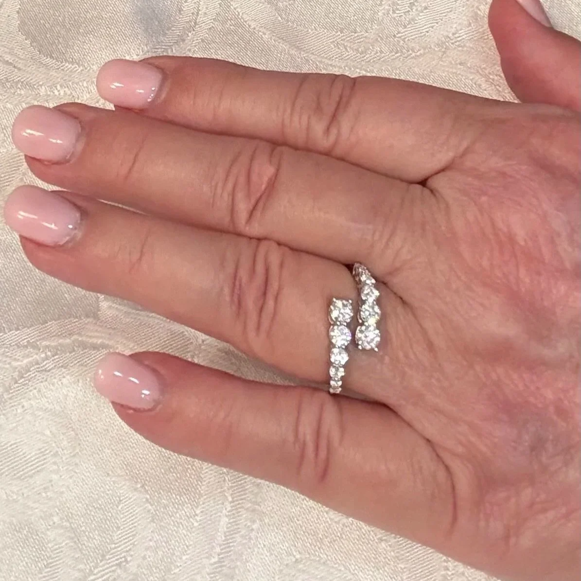Sparkling Bypass Band – 1.44 ct, Solid 925 Sterling Silver, Rhodium-Plated