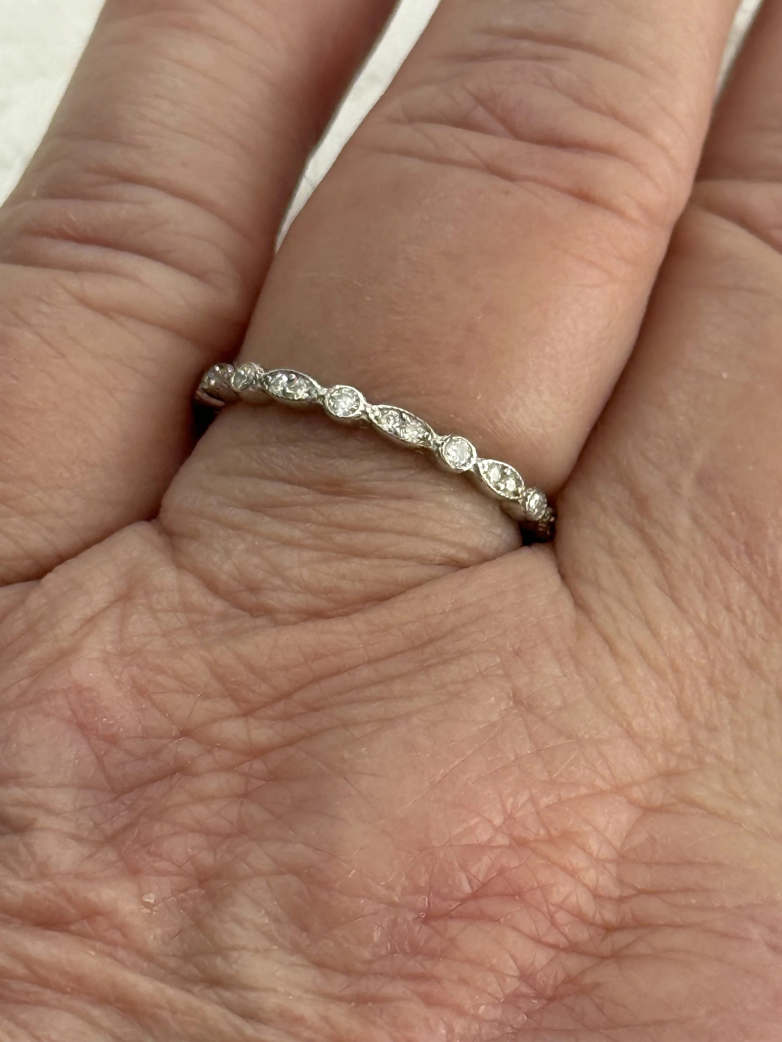 Delicate .37 CT Marquise & Round Eternity Band – Rhodium‑Plated 925 Sterling Silver