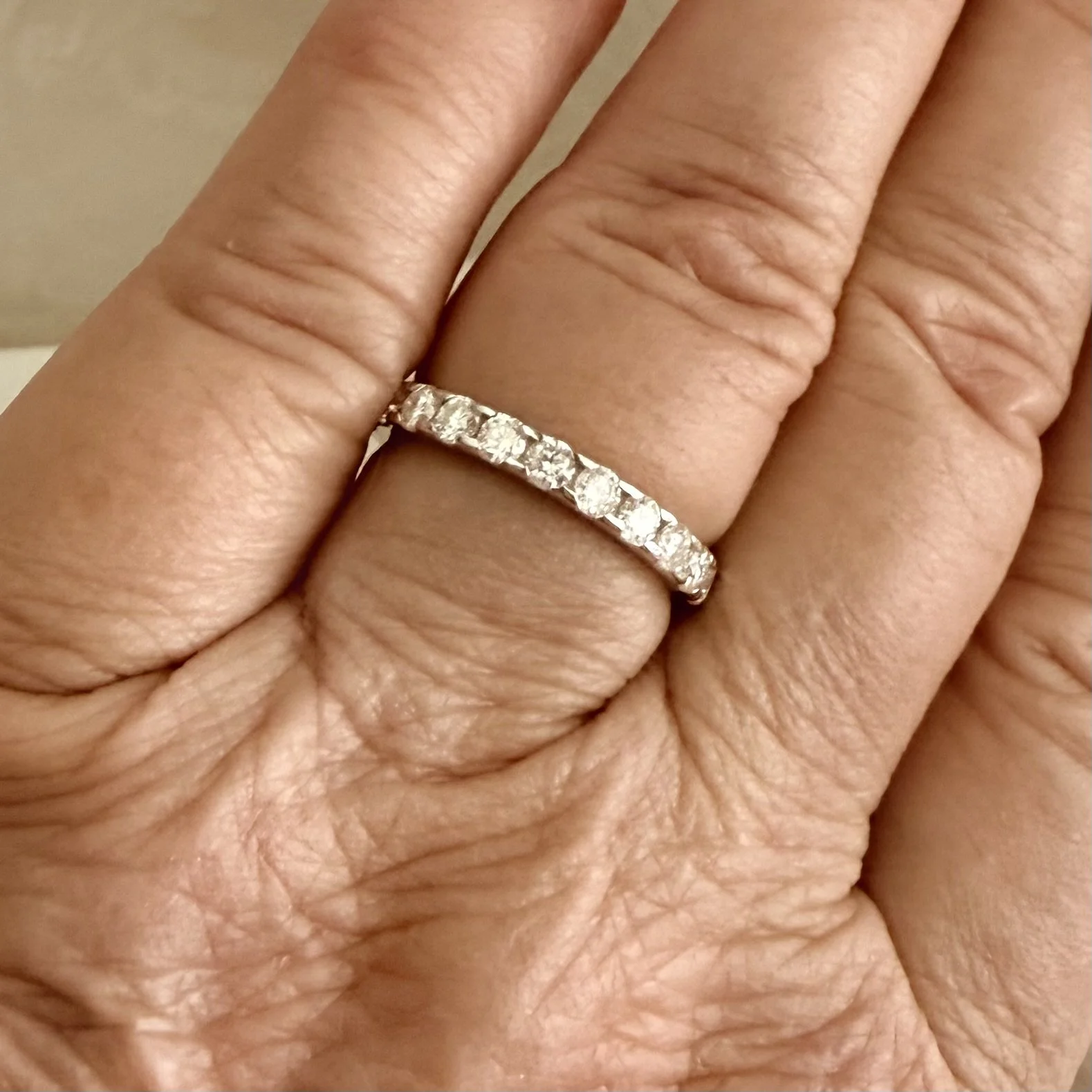 Classic 2.5mm Moissanite Band – Rhodium‑Plated 925 Sterling Silver, Sz 8