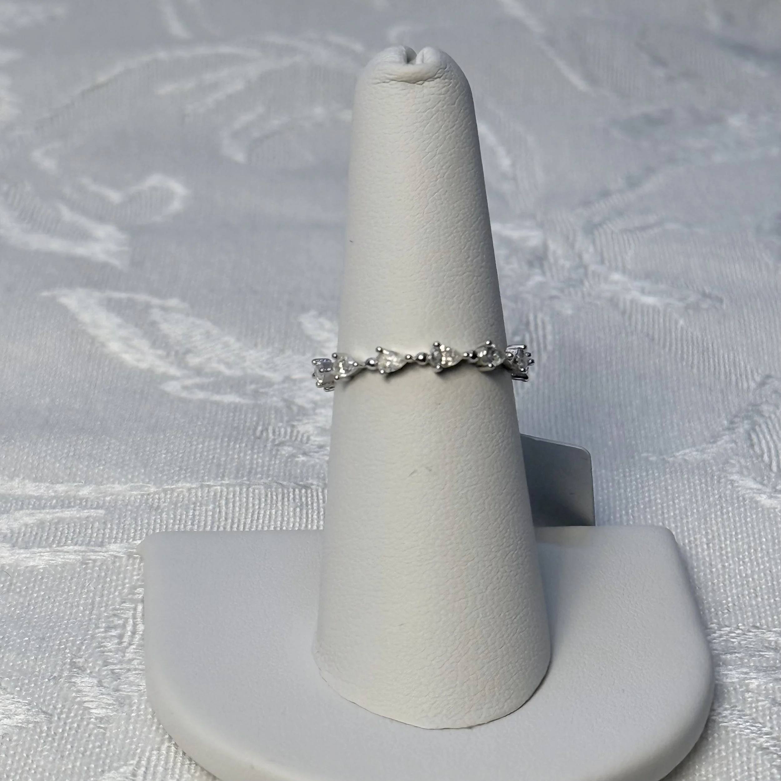 .93 CT Teardrop Moissanite Eternity Band – Rhodium‑Plated 925 Sterling Silver