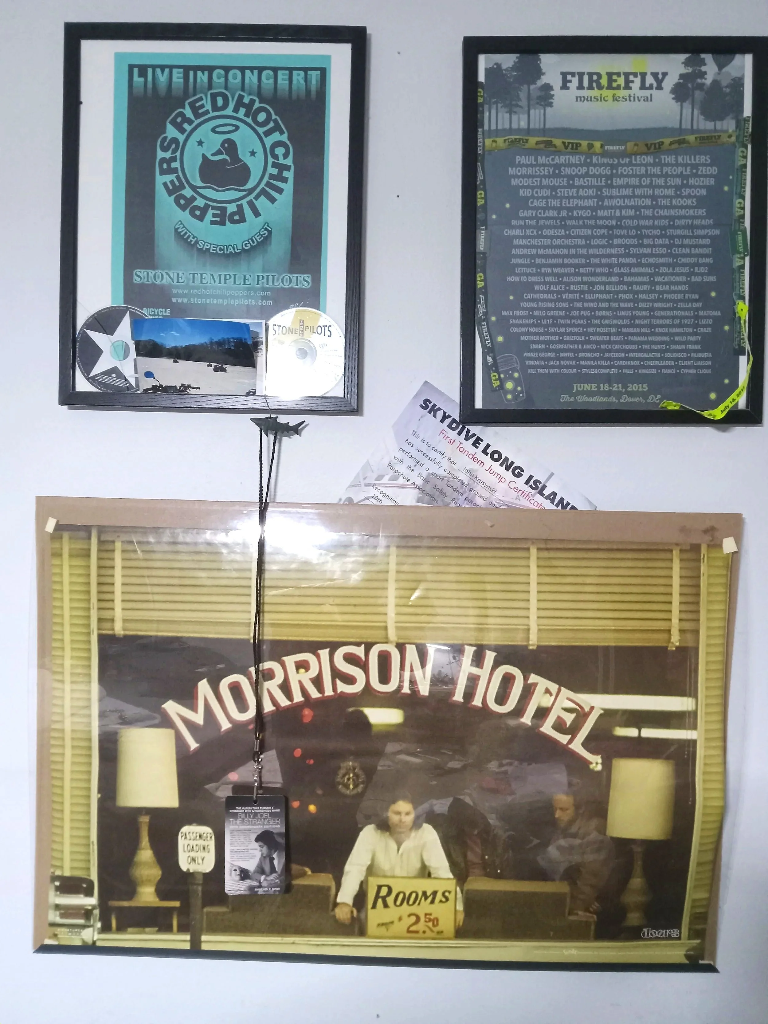 Photo of a bedroom wall of a newly deceased man.