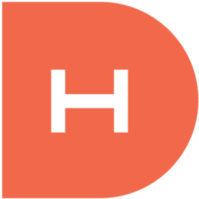 Orange Capital D letter with a large white letter H