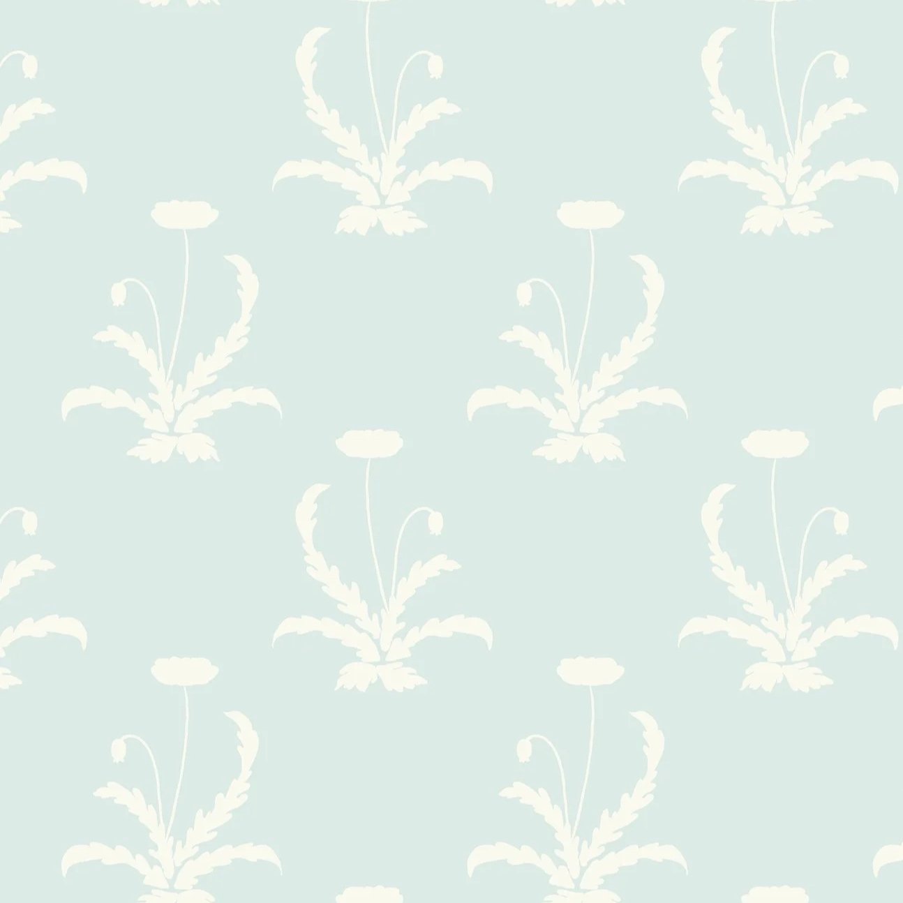 Korean Poppy Silhouette Botanical on Pale Celadon
Evoking the quiet beauty of traditional Korean celadon pottery, this korean poppy silhouette fabric and wallpaper features graceful large-scale poppy silhouettes and sweeping acanthus leaves in delica