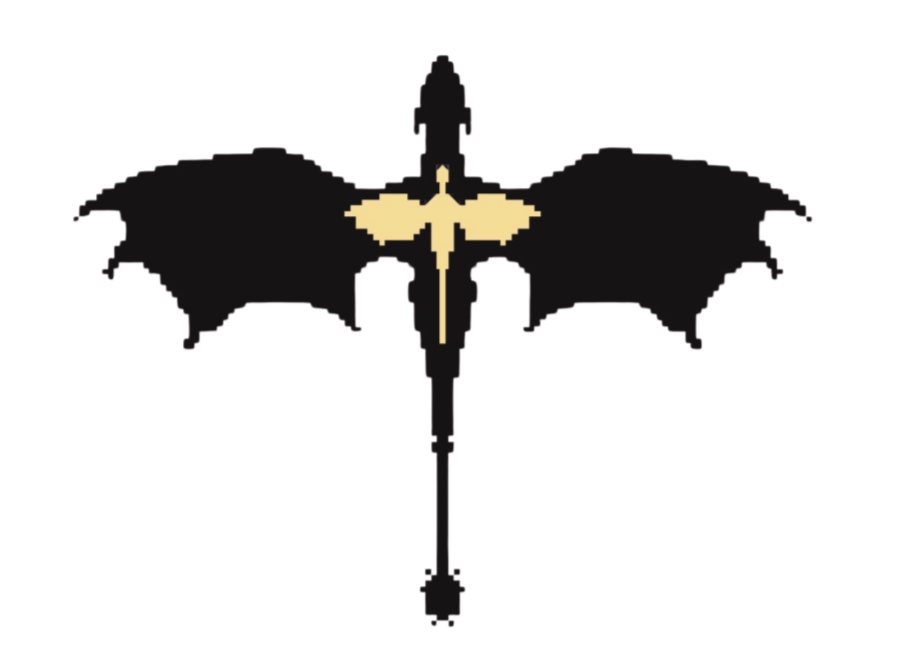 Black and gold flying dragon needlepoint chart PDF, tattoo style pixel art embroidery pattern, instant download