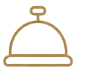 Gold cloche icon representing private chef service, gourmet dining, and luxury villa hospitality.