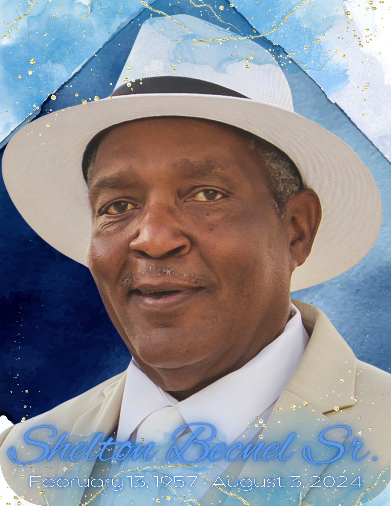 Digital obituary for Shelton Becnel Sr. presented as part of a professionally designed memorial and legacy archive.