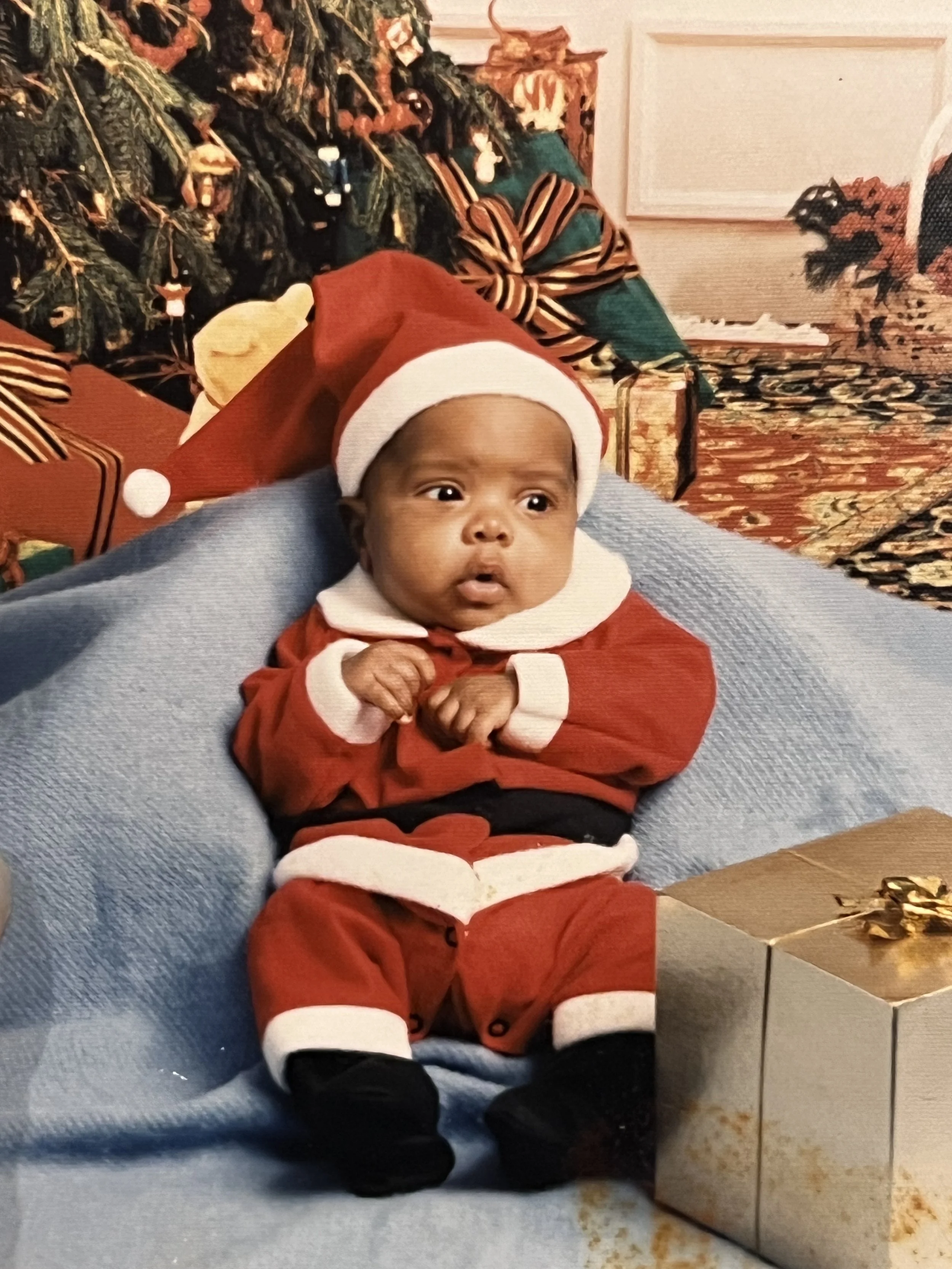 Childhood holiday photograph preserving a joyful family tradition and a treasured Christmas memory.