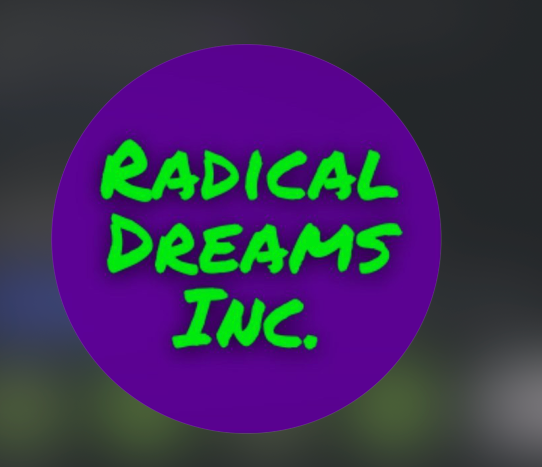 Logo of RADICAL DREAMS INC., highlighting a community partnership in preserving memories through radically designed lapel pins.