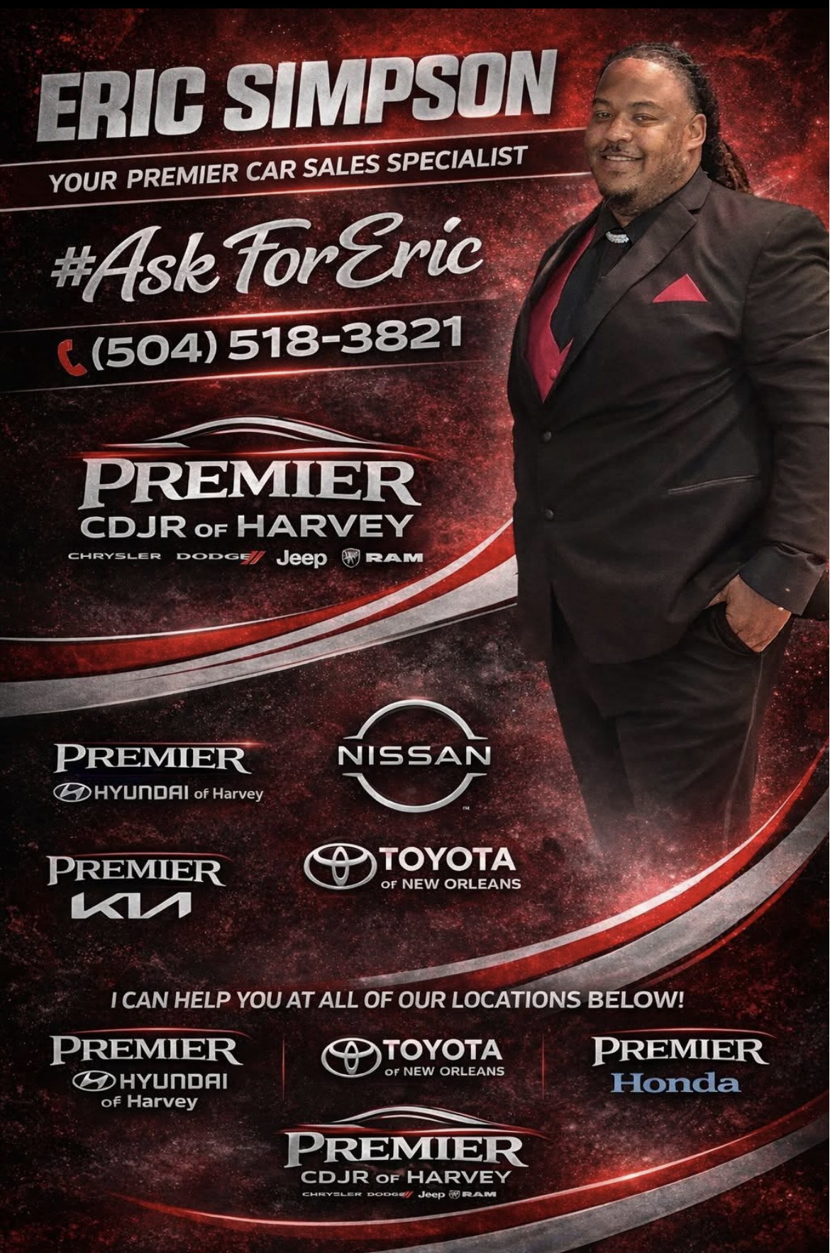 Logo for ERIC SIMPSON, highlighting a community partnership in preserving memories through mobility and auto sales.