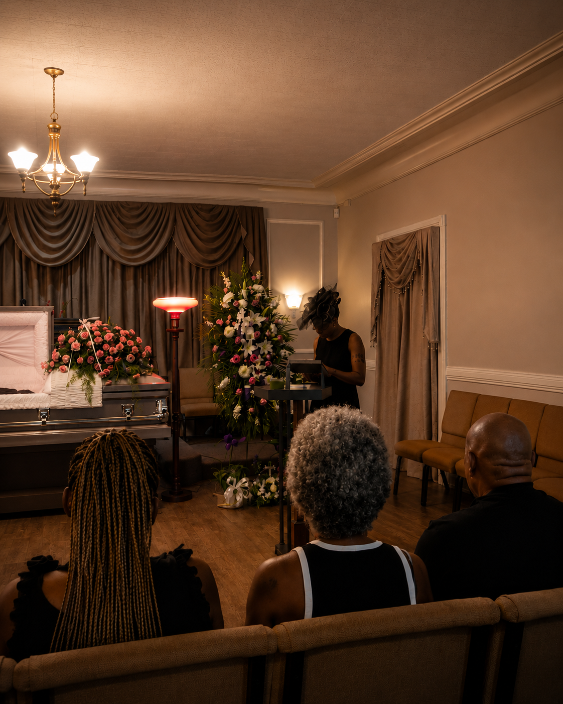 Shayna Cloud, founder of ITEOMD, family and friends gathered to honor a loved one during a personalized funeral service celebrating a life well lived.