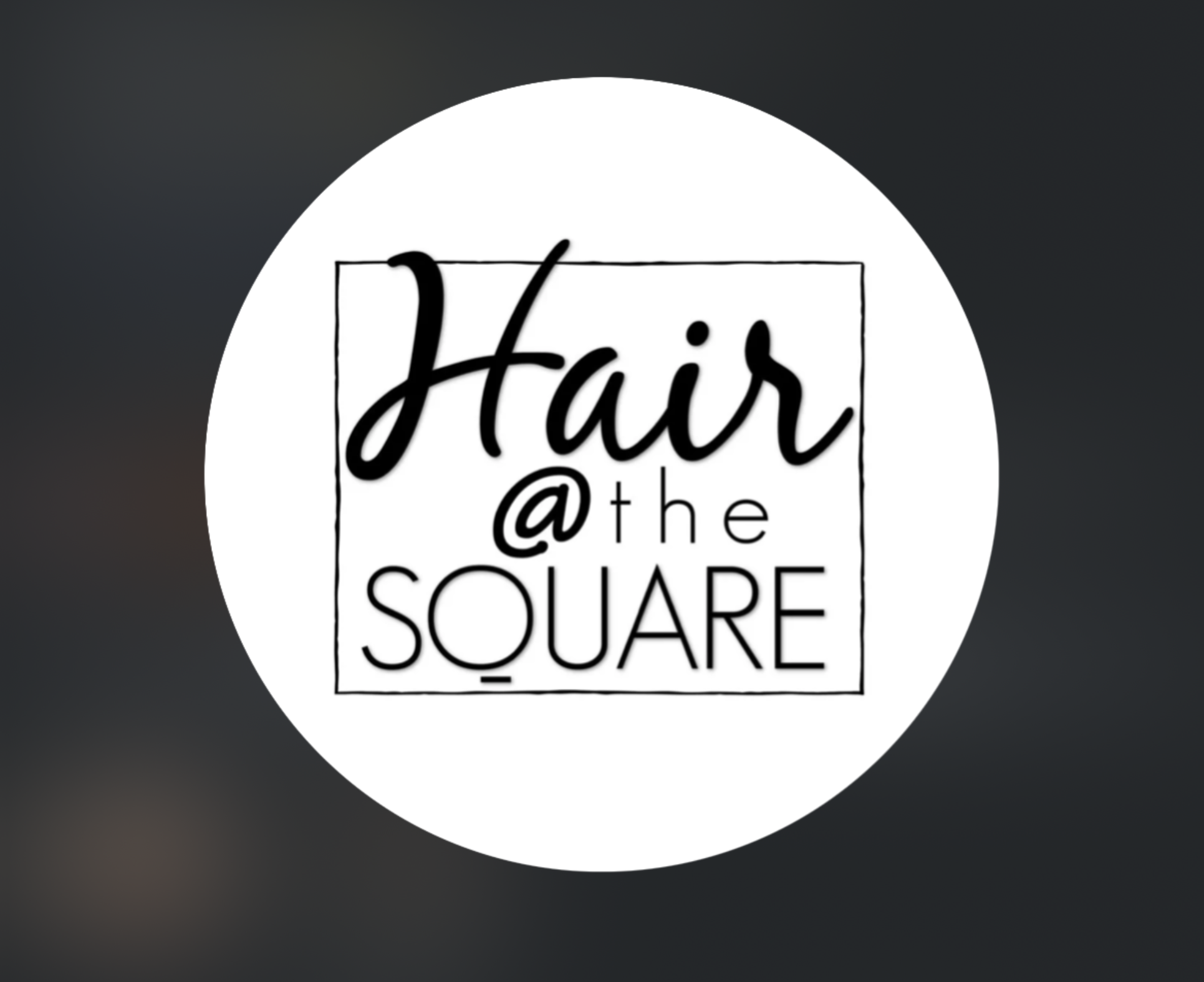 Logo representing HAIR AT THE SQUARE, featured in ITEOMD’s collection of storytelling, branding, and memorial design work.