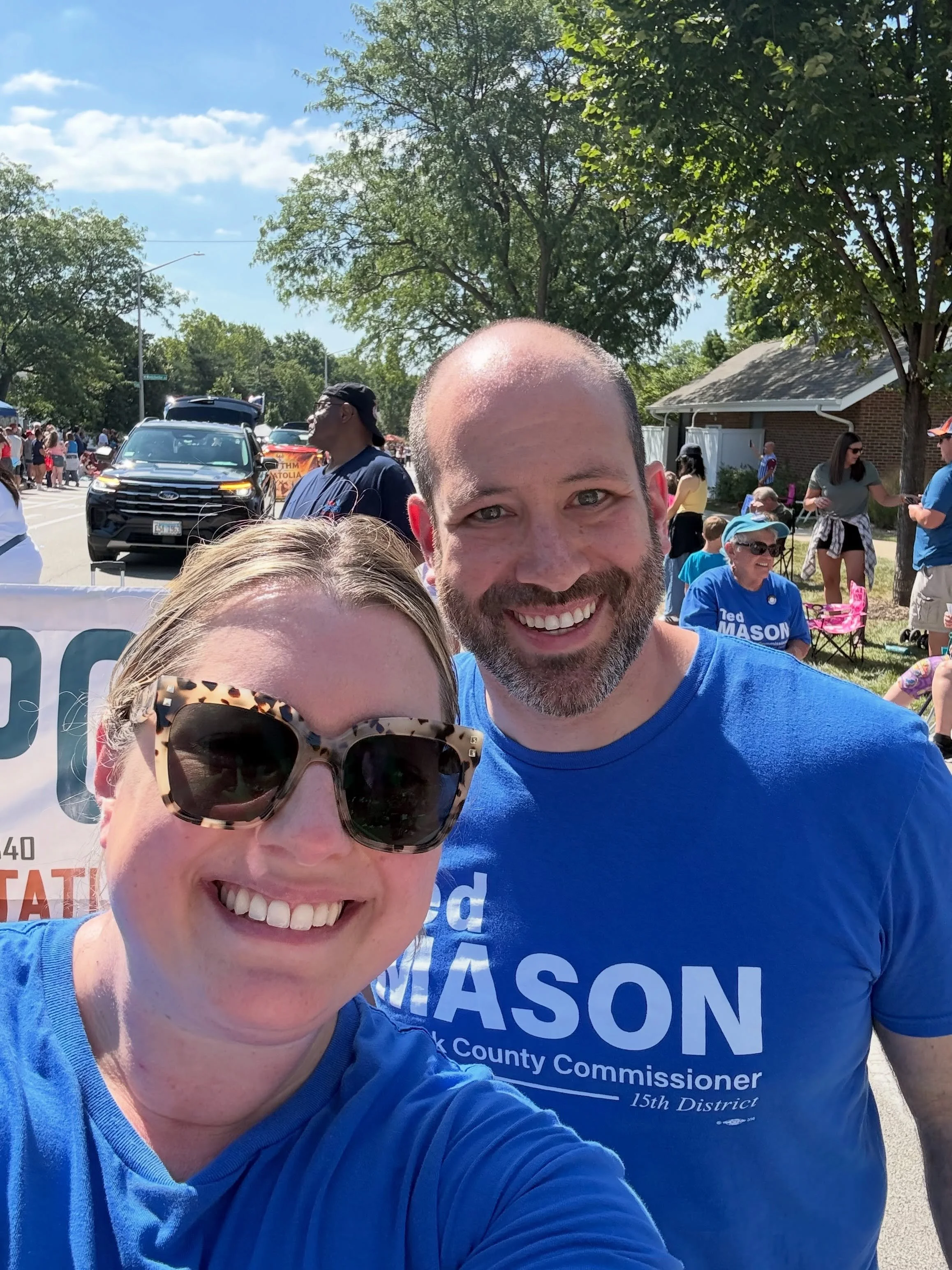 Thank a Labor Union today! It was a joy to celebrate Labor Day walking in the Schaumburgfest parade with union members from across the trades, the Schaumburg Dems, and my friends Ted Mason running for Cook County Commissioner in District 15, and Stat