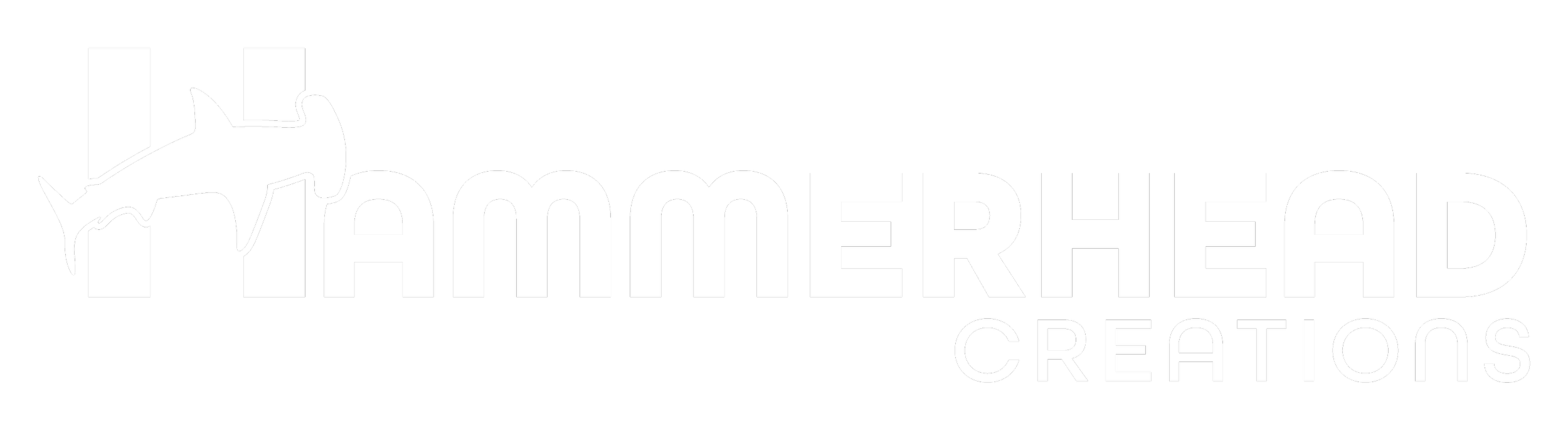 Black and white logo with a cat silhouette and the text 'Hammerhead Creations'.