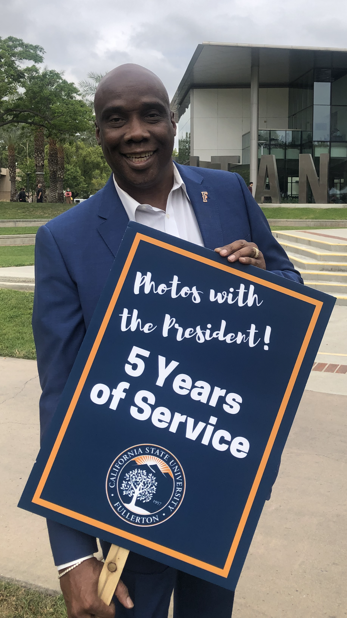 Austin Nation receiving five year service recognition at California State University Fullerton