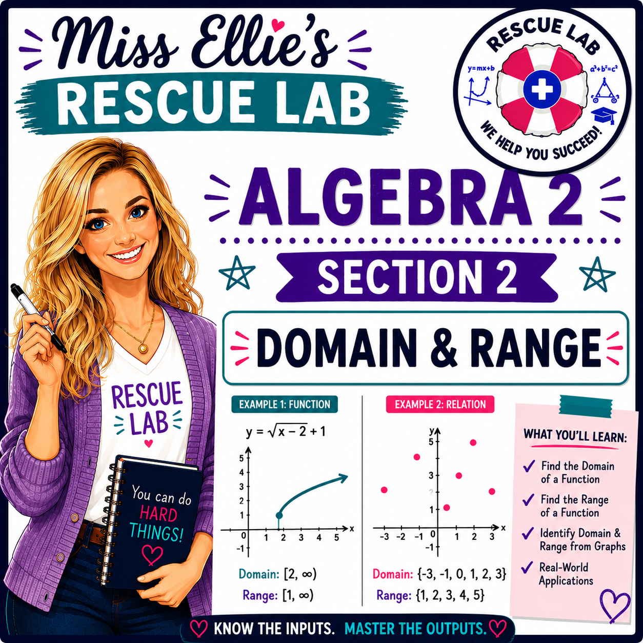 Algebra 2.2 Domain and Range Notes