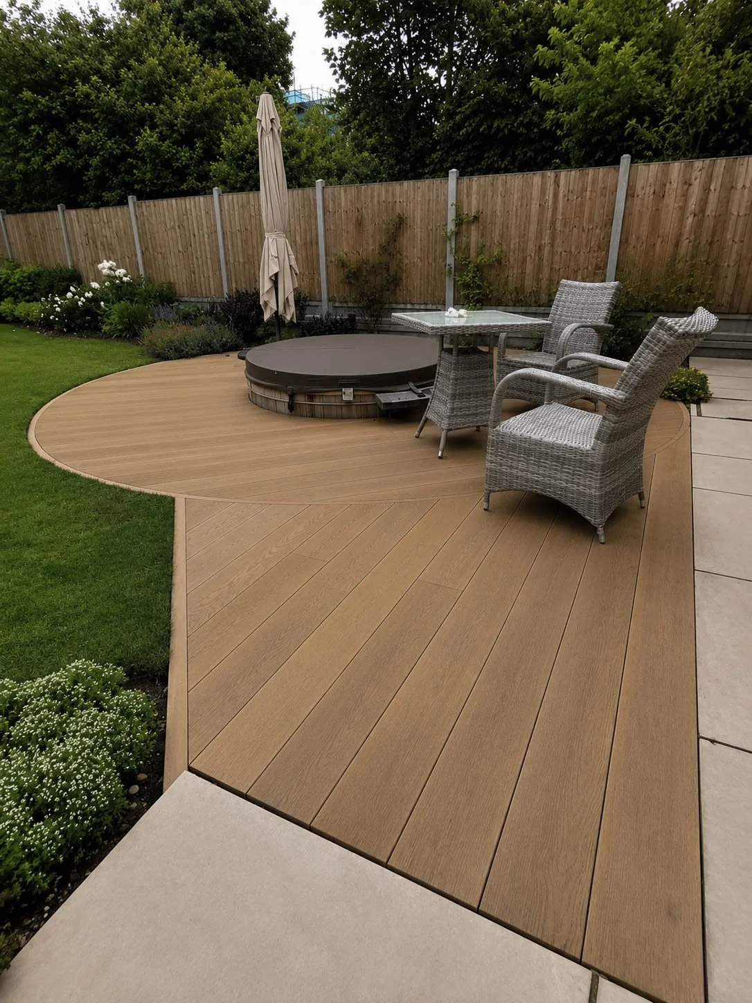 Circular Millboard Decking with Sunken Hot Tub – Loughton, Essex.jpg