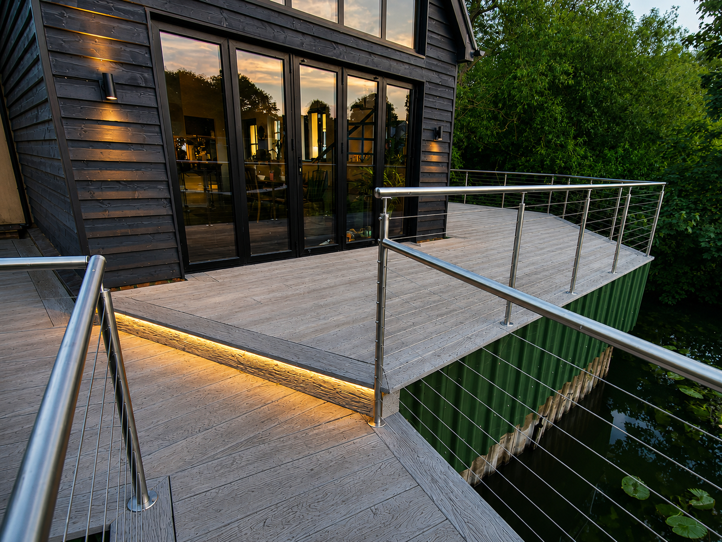 Stainless steel handrails for raised decking London