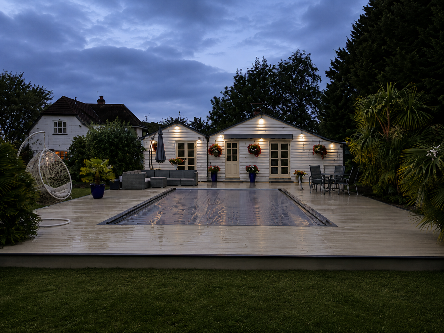 Swimming Pool Smoked Oak and Brushed Basalt Millboard Decking Installation  – Stansted
