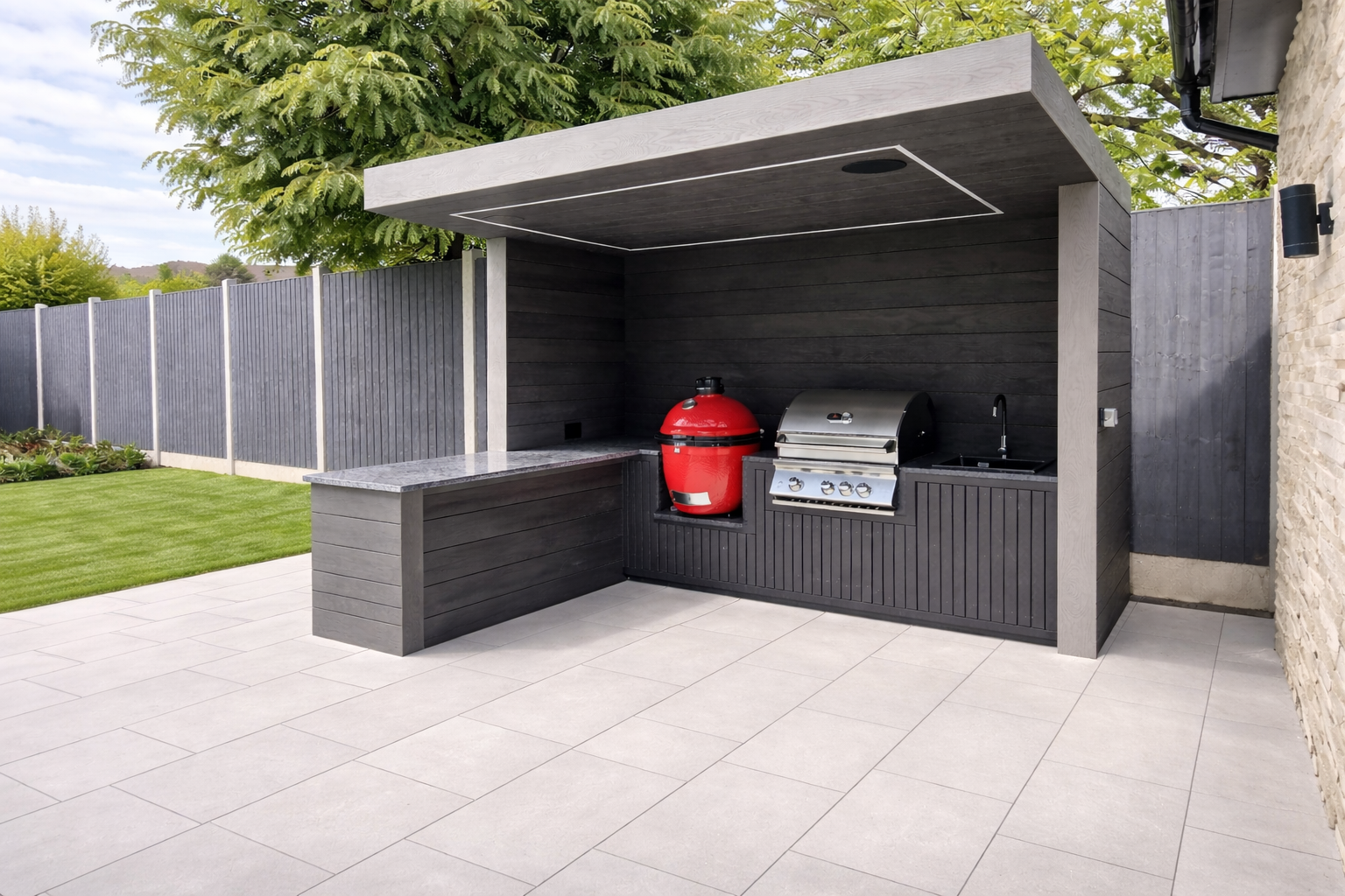 A modern outdoor kitchen 