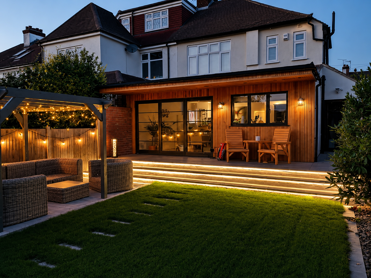 Millboard Decking with Illuminated Steps – Upminster (5).png