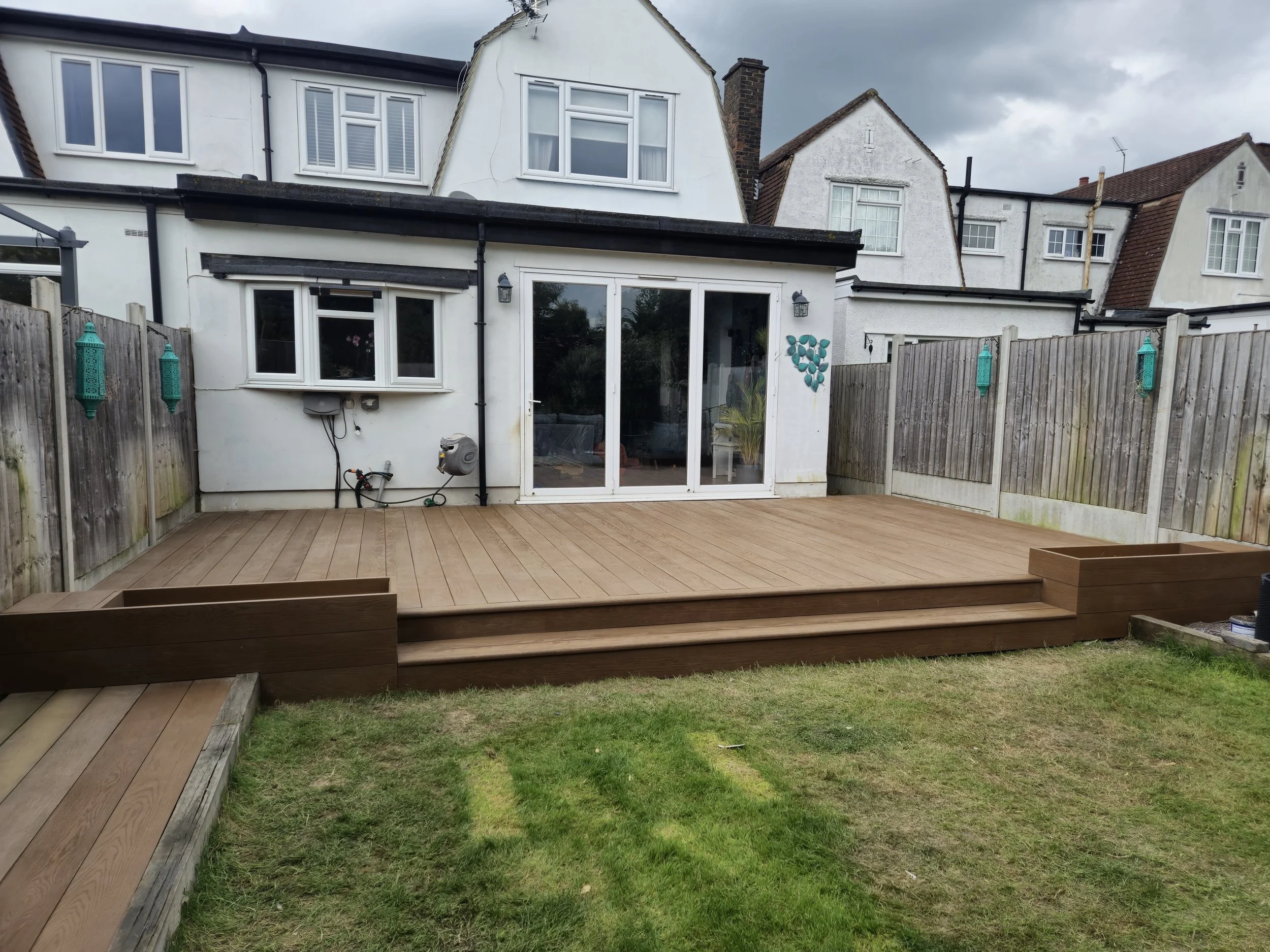 Golden Oak Millboard Decking with Integrated Planters Romford.jpg