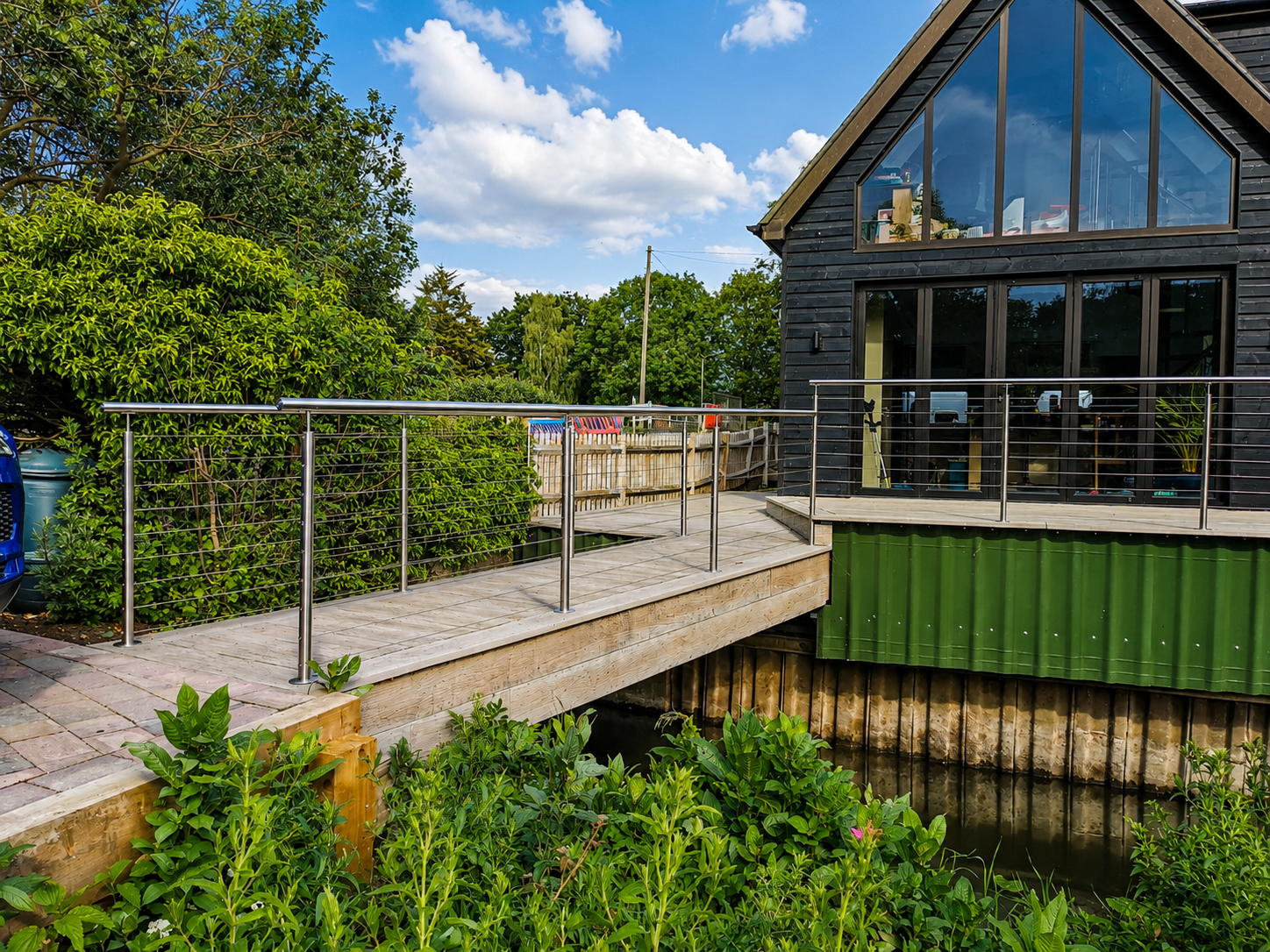 Stainless steel handrails for raised decking London