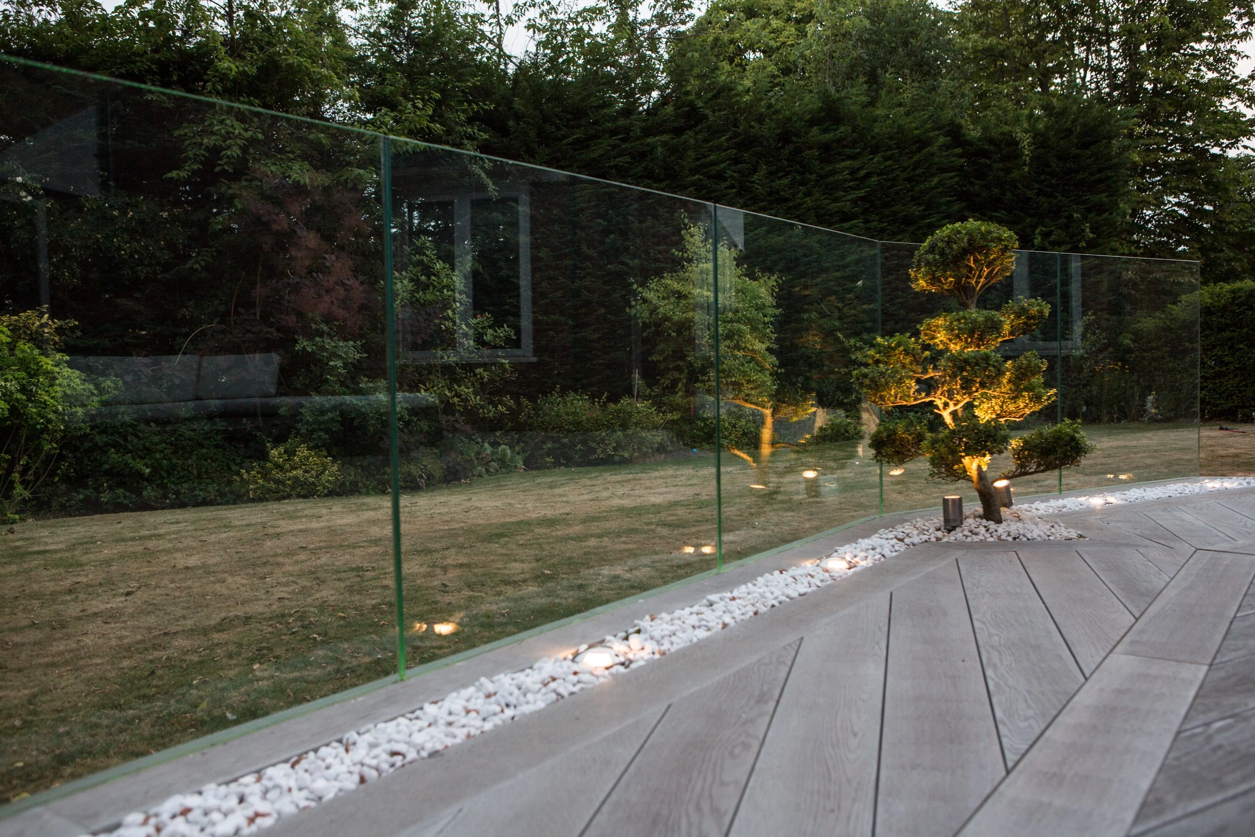 Stainless steel handrails for raised decking London