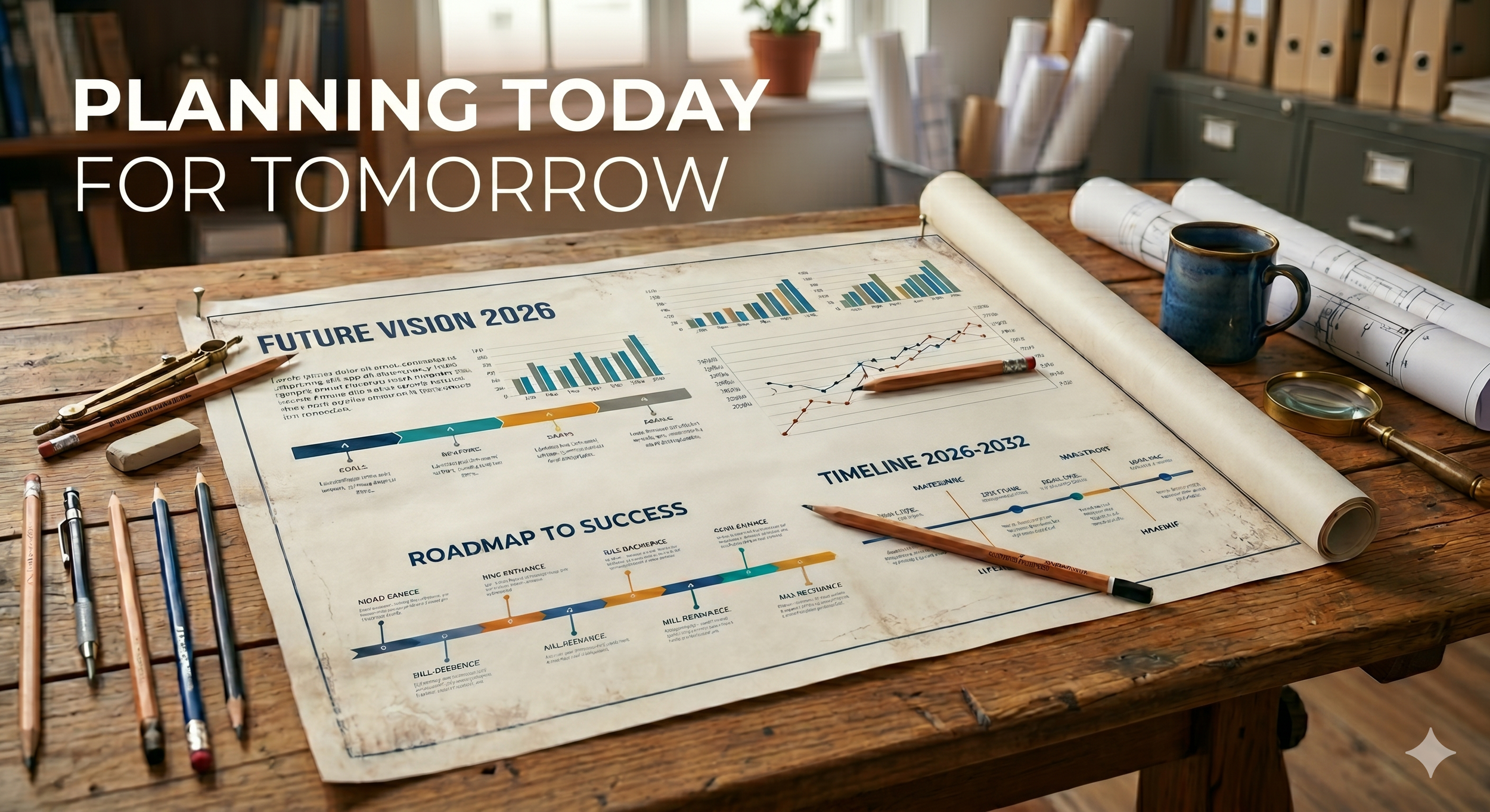 image of a road map to success with the saying of "planning today for tomorrow"