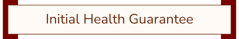 Text on a sign reading "Initial Health Guarantee" with a red border background.